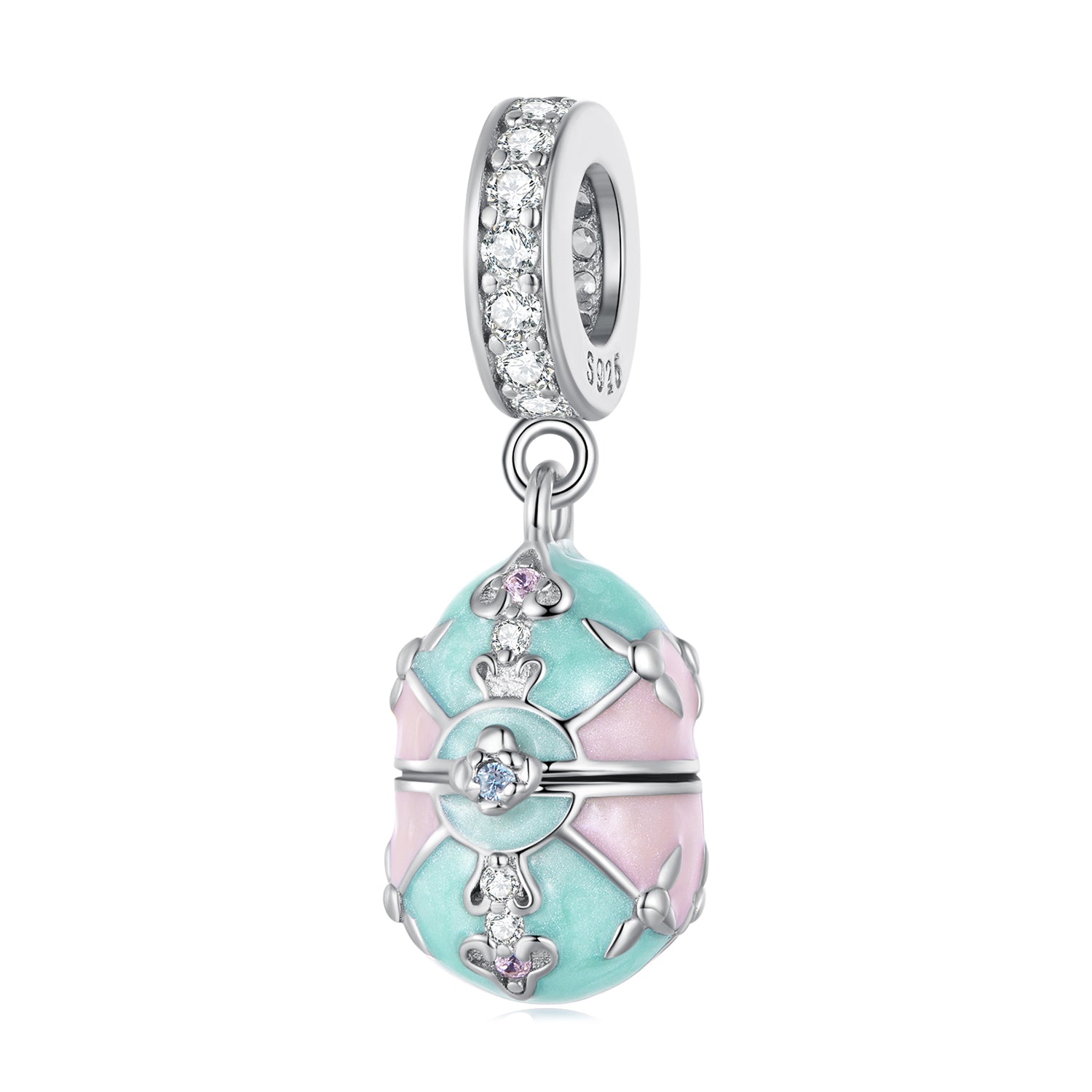 Silver Pendant Easter Egg CZ Dangle Charm For Sale - sursenso Pendant