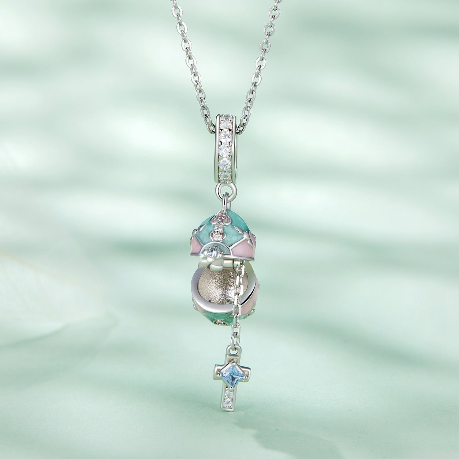 Silver Pendant Easter Egg CZ Dangle Charm For Sale - sursenso Pendant