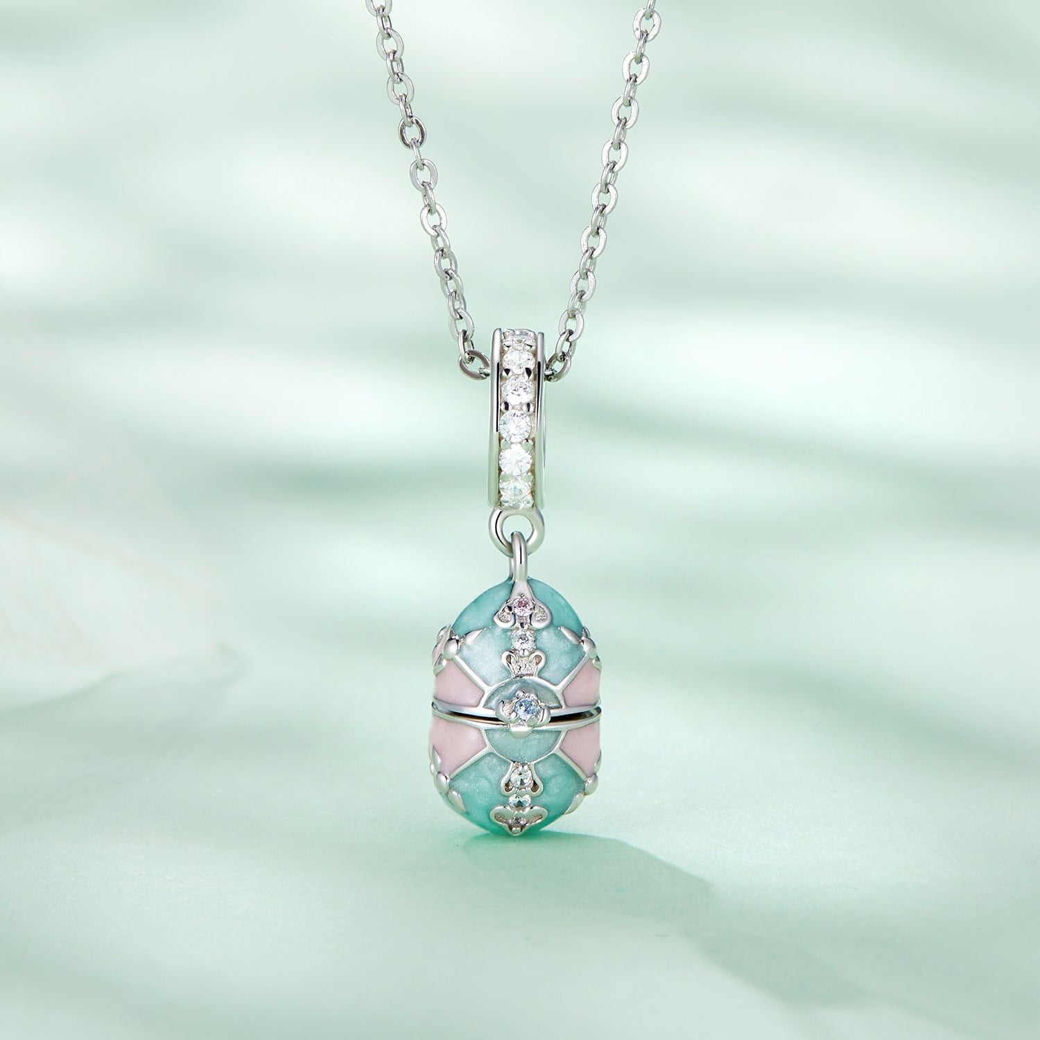 Silver Pendant Easter Egg CZ Dangle Charm For Sale - sursenso Pendant