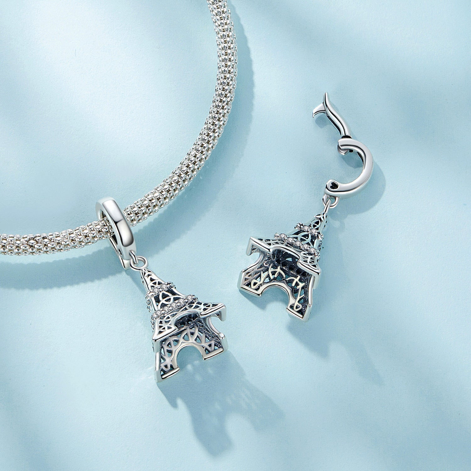 Silver Pendant Fair Tower CZ Dangle Charm For Sale - sursenso Pendant