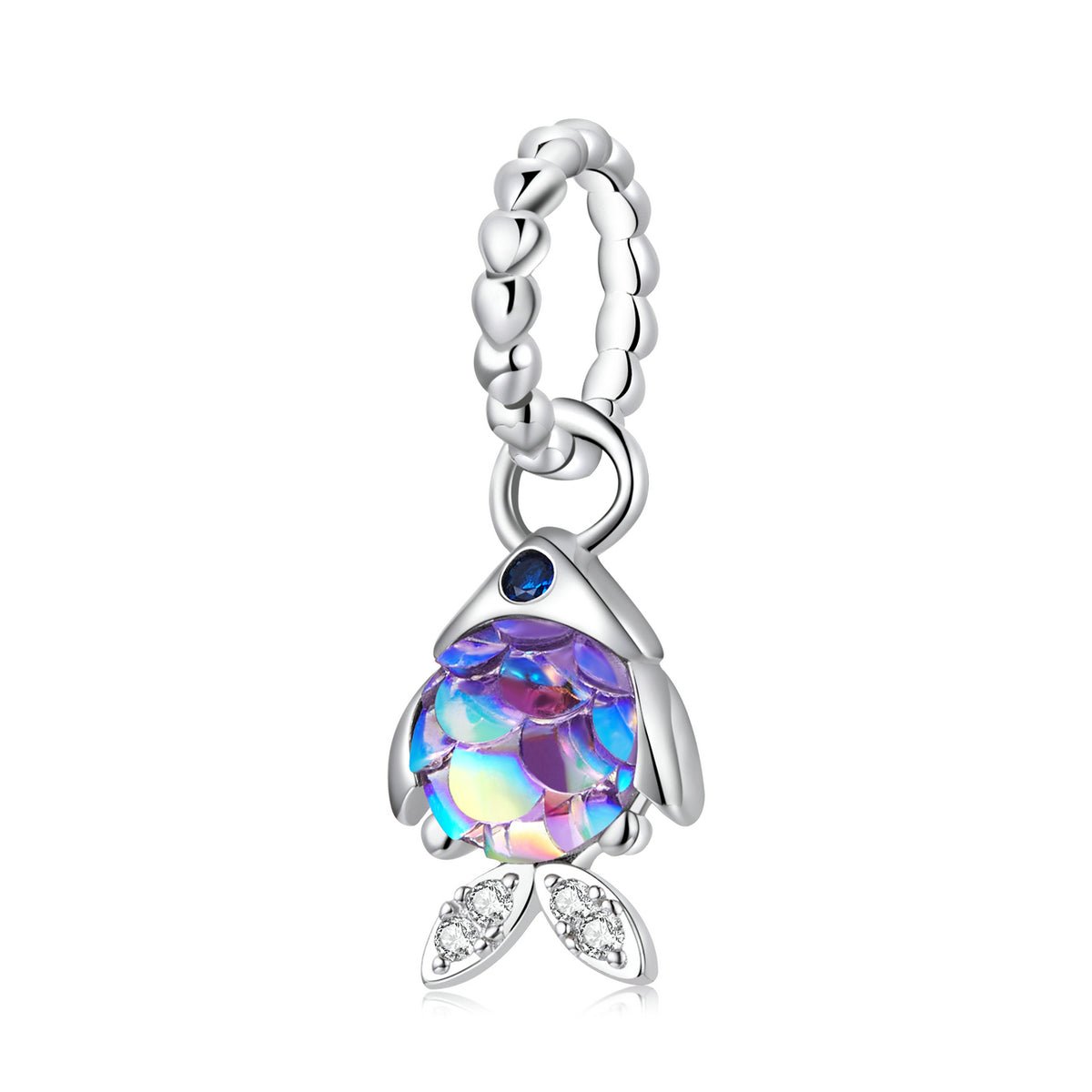 Silver Pendant Fancy Fish Trendy Ocean Dream CZ Dangle Charm For Sale - sursenso Pendant