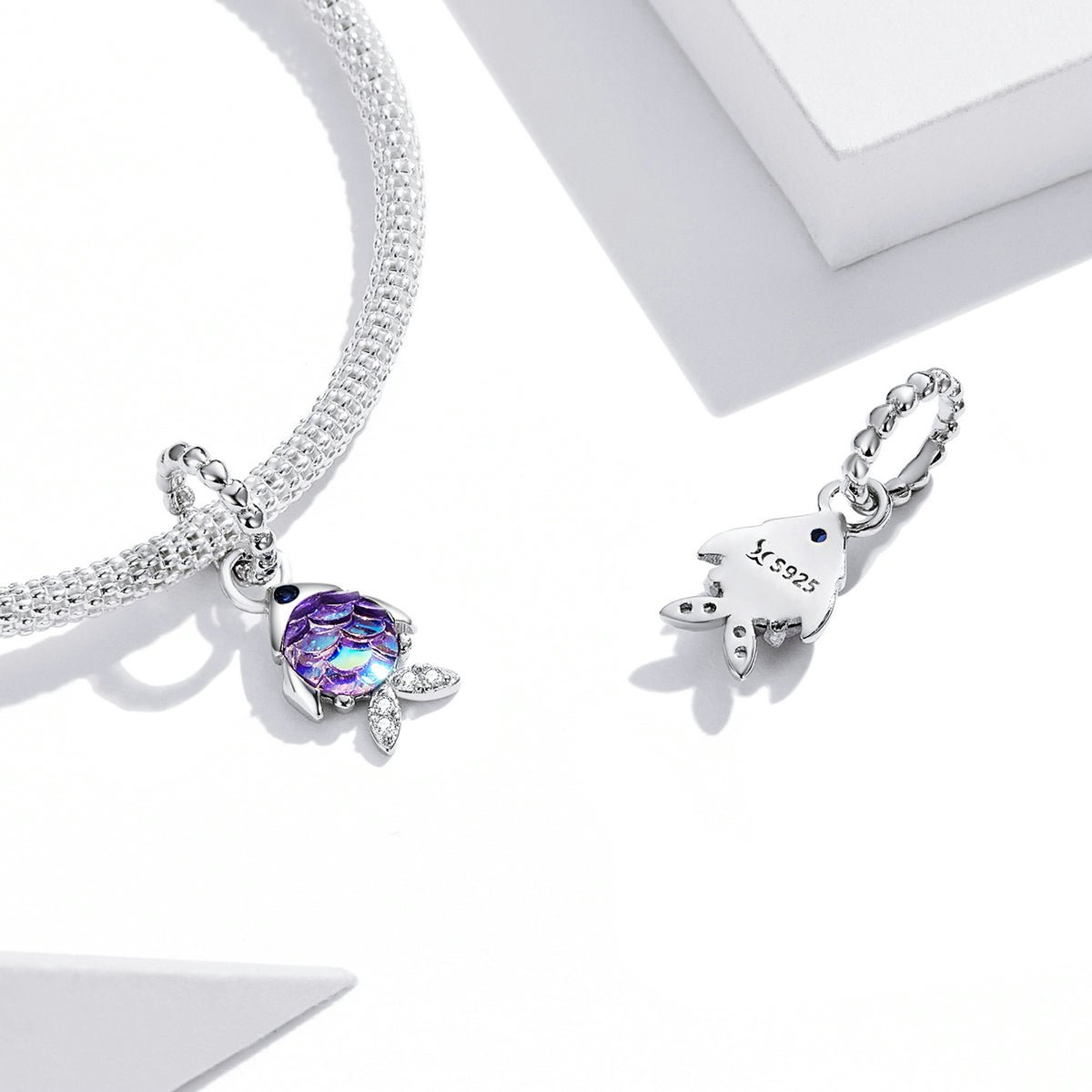 Silver Pendant Fancy Fish Trendy Ocean Dream CZ Dangle Charm For Sale - sursenso Pendant