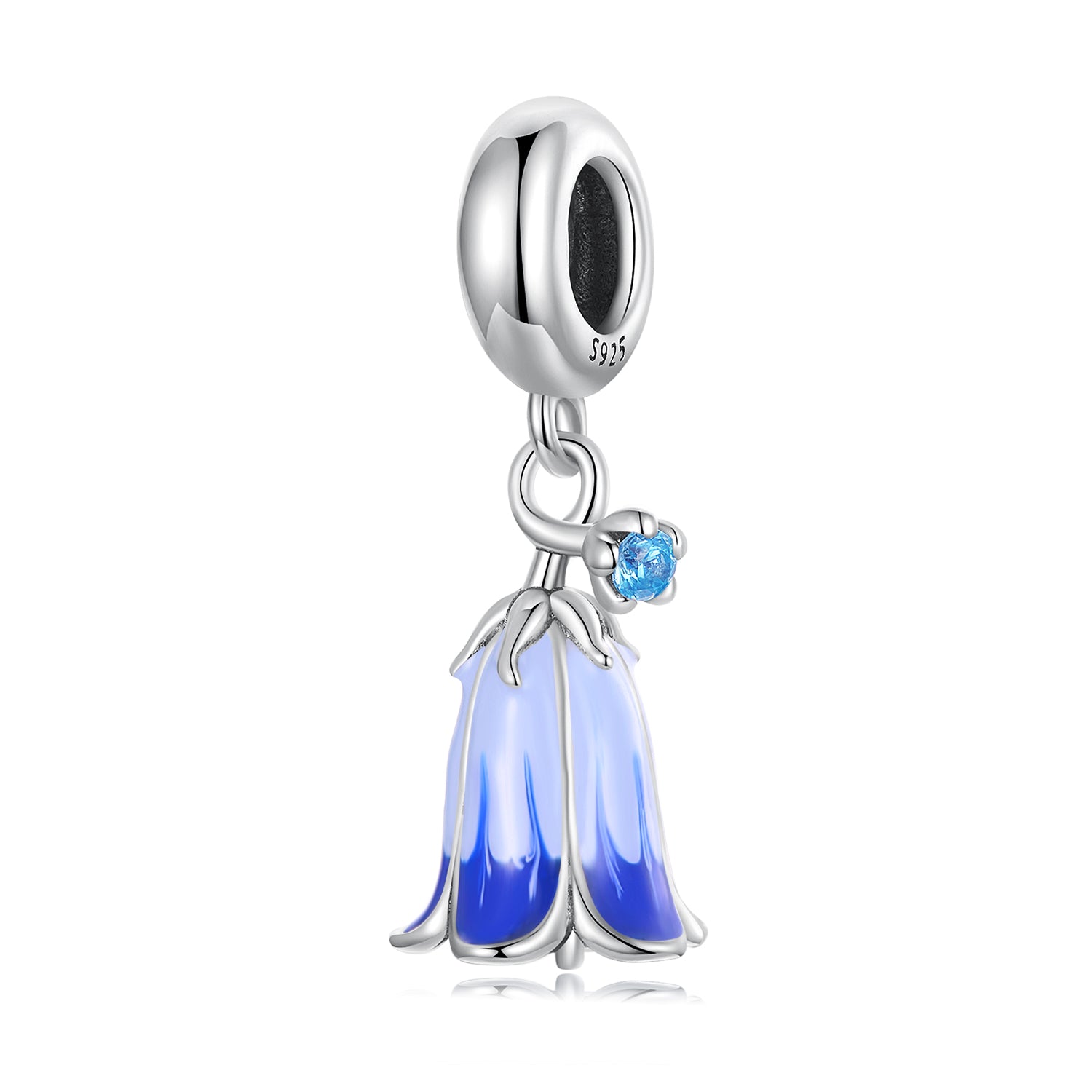 Silver Pendant Gentle Bluebell Flower CZ Dangle Charm For Sale - sursenso Pendant
