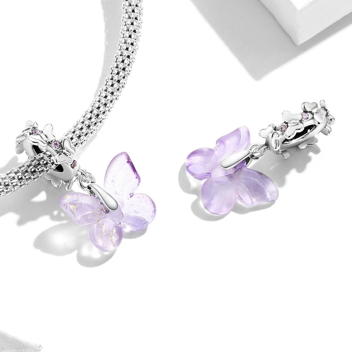 Silver Pendant Glazed Butterfly CZ Dangle Charm For Sale - sursenso Pendant