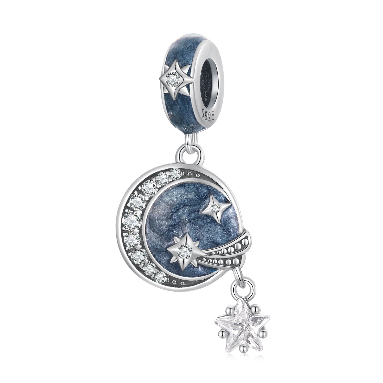 Silver Pendant Glowing Galactic Sky CZ Dangle Charm For Sale - sursenso Pendant