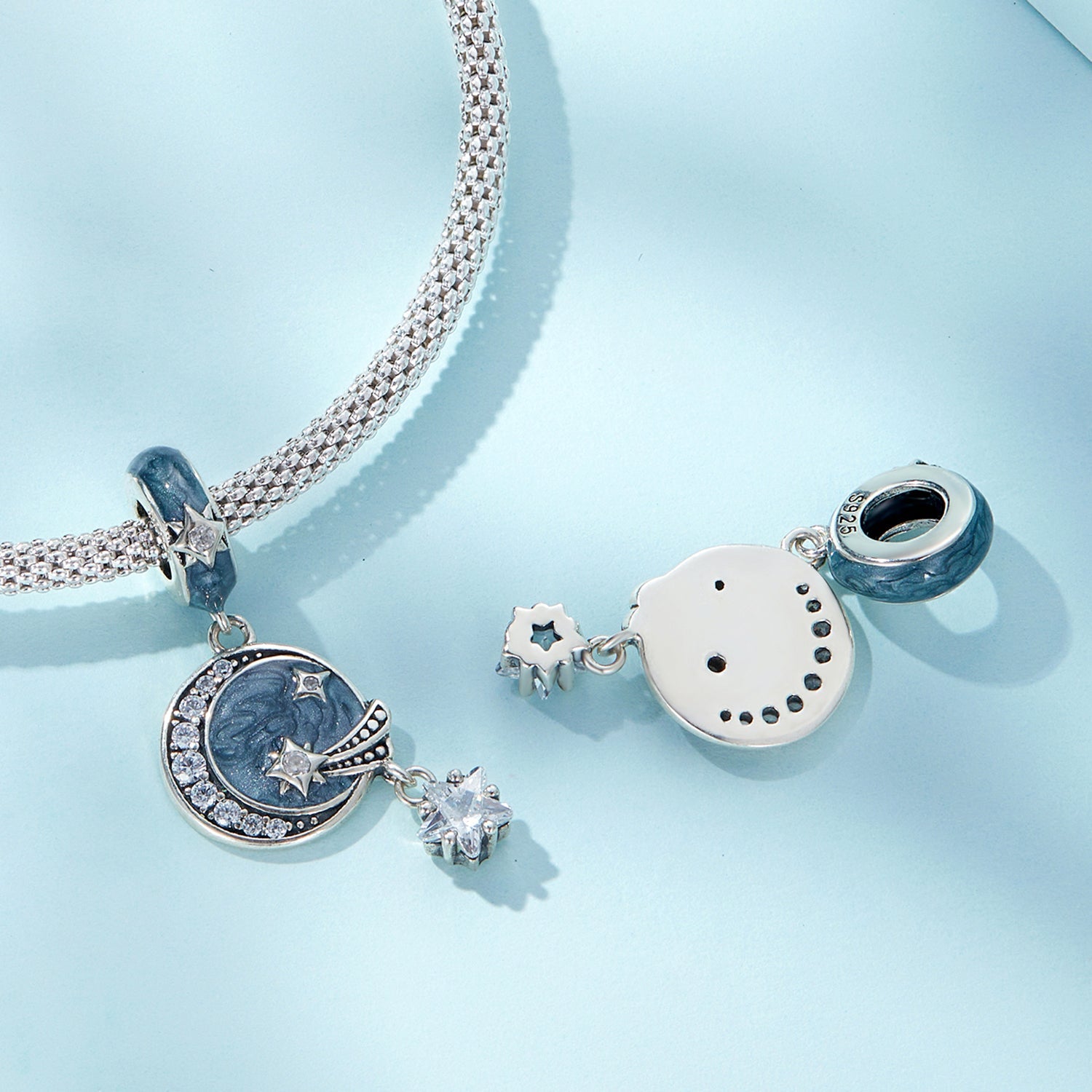 Silver Pendant Glowing Galactic Sky CZ Dangle Charm For Sale - sursenso Pendant