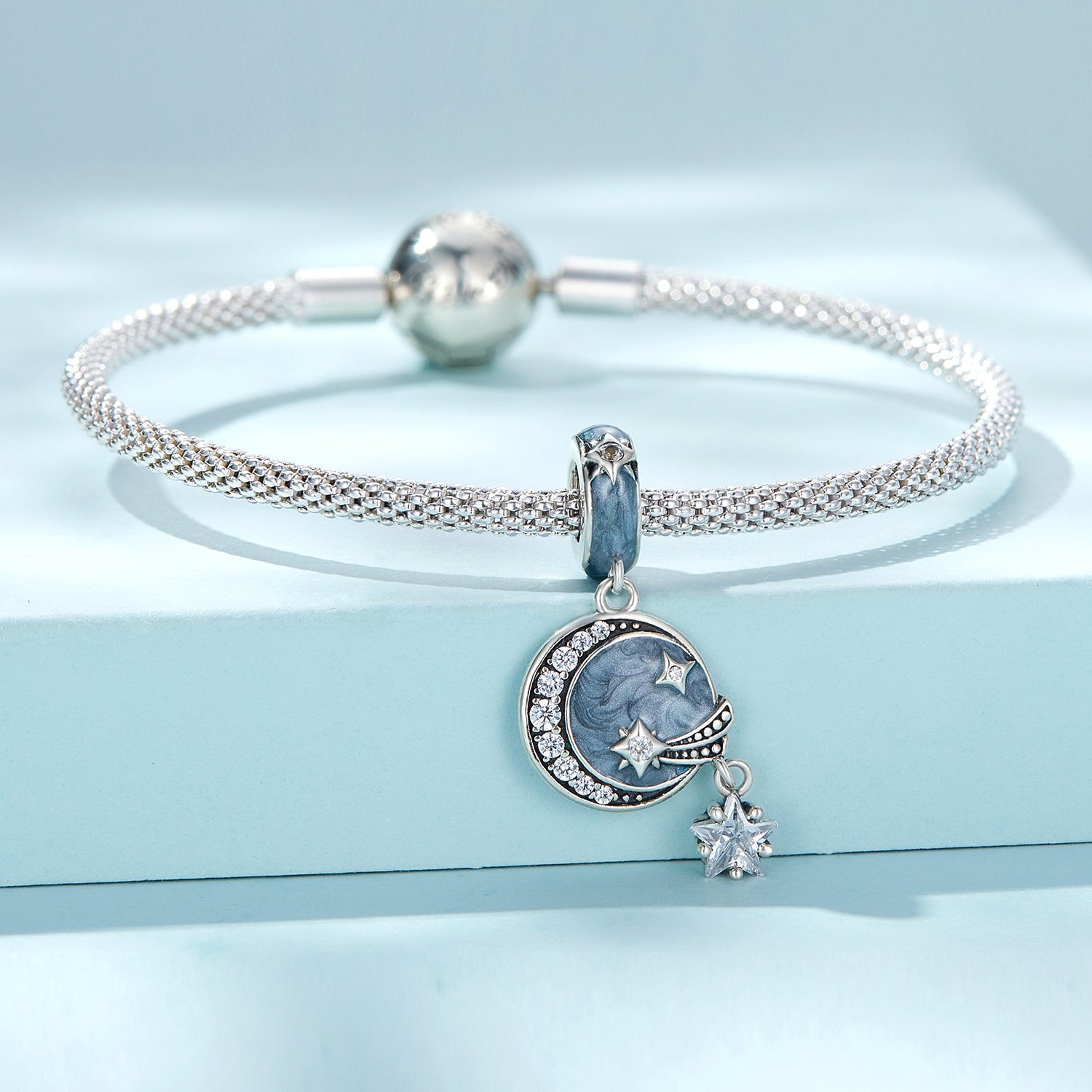 Silver Pendant Glowing Galactic Sky CZ Dangle Charm For Sale - sursenso Pendant