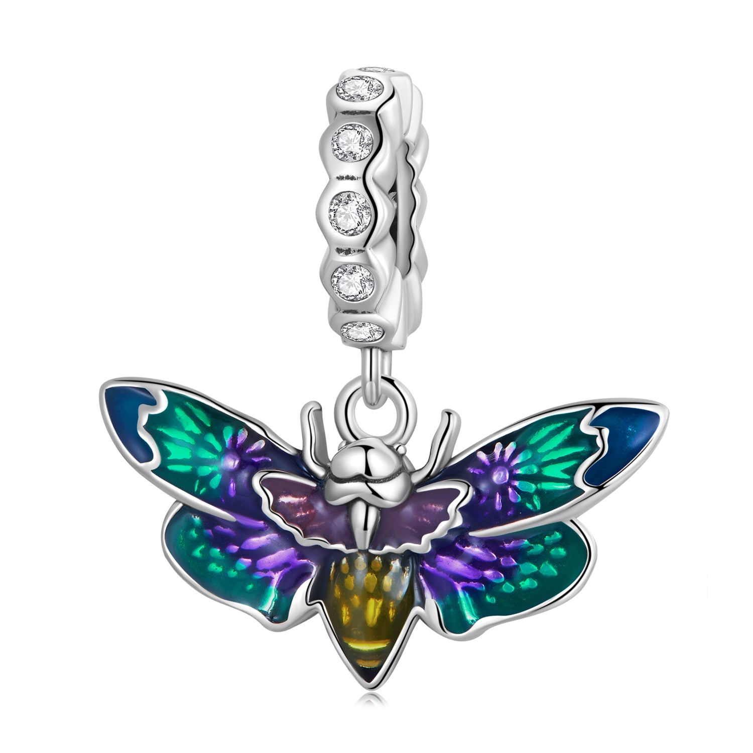Silver Pendant Grotesque Bee CZ Dangle Charm For Sale - sursenso Pendant