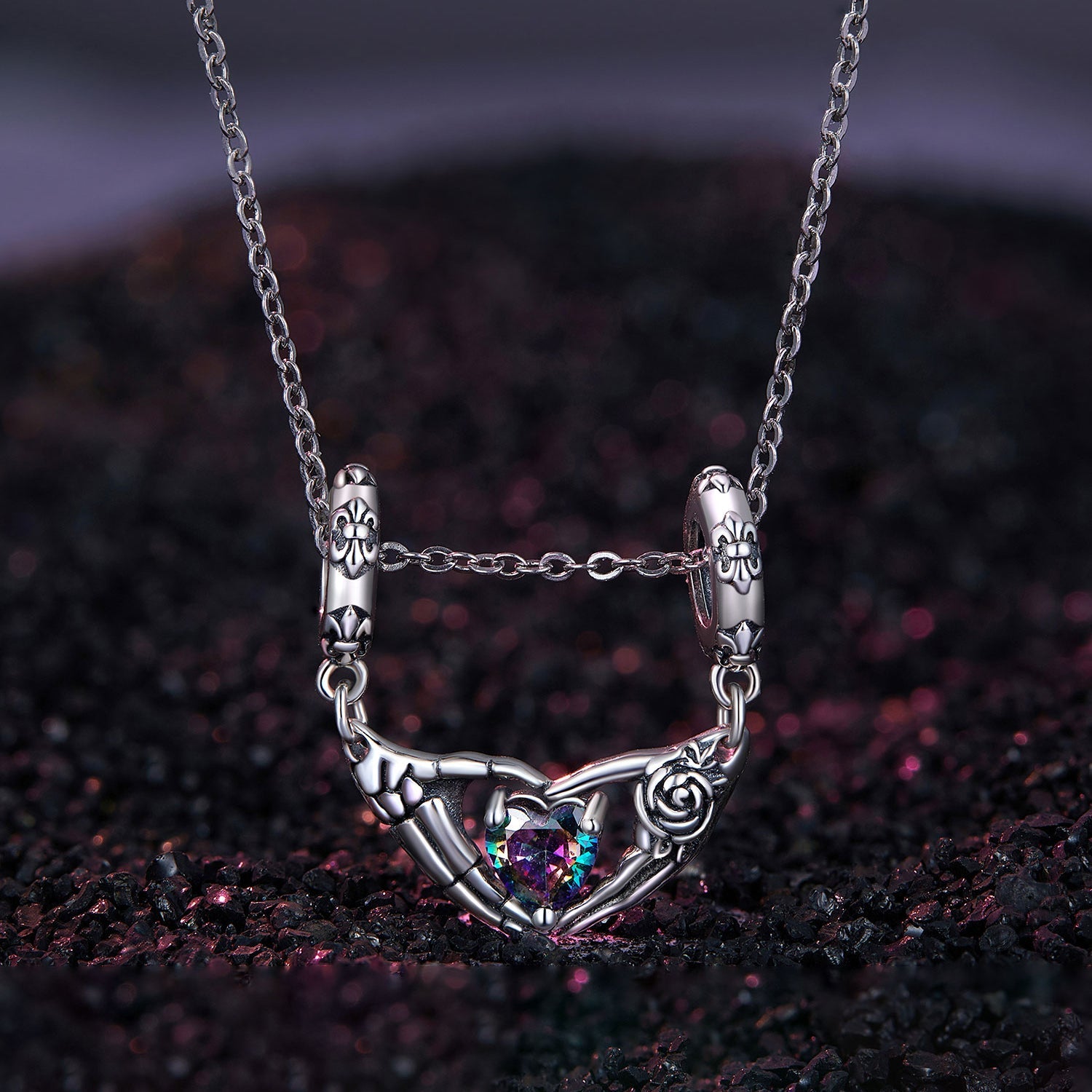 Silver Pendant Halloween Skeleton Double Hoop Dangle Charm For Sale - sursenso Pendant