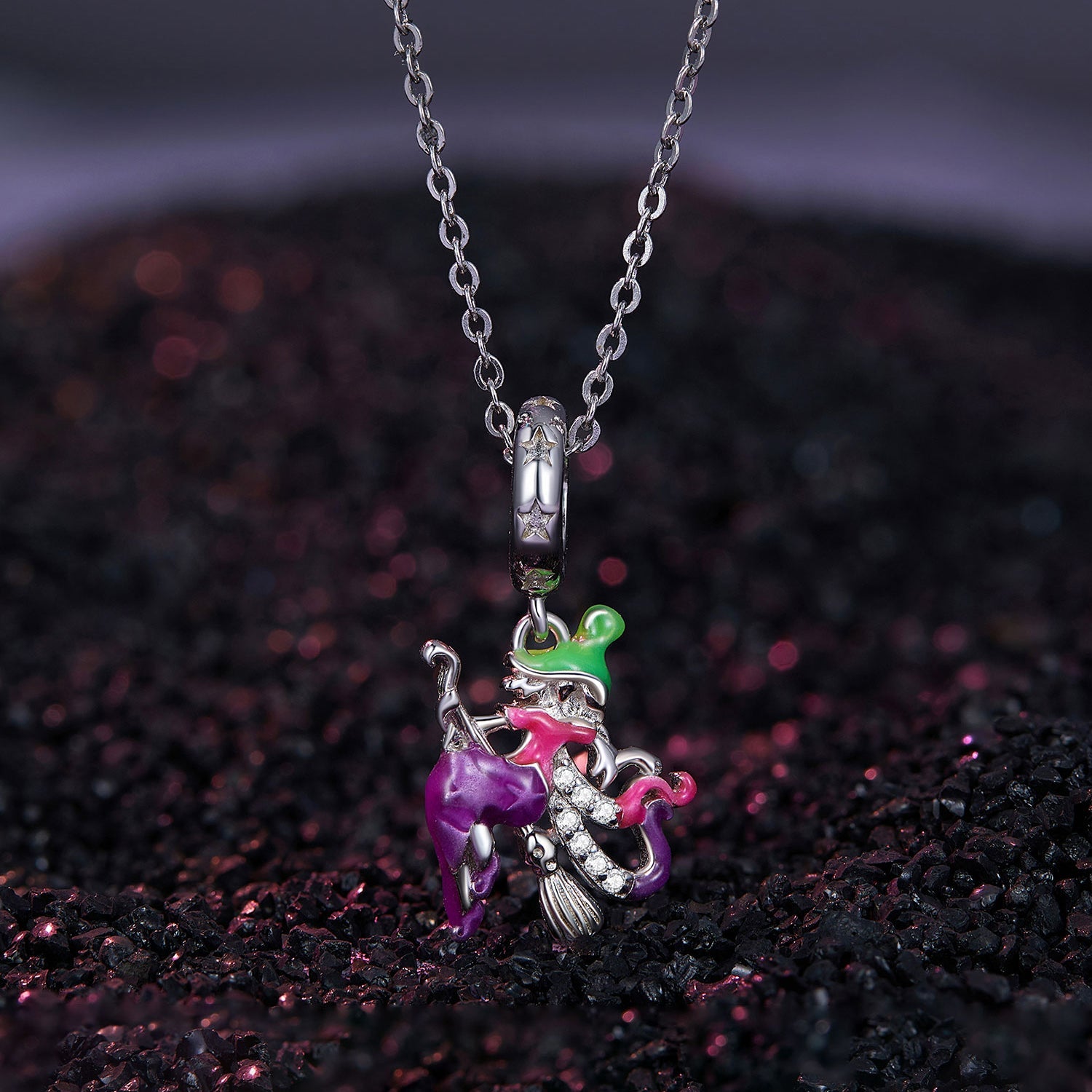 Silver Pendant Halloween Witch CZ Dangle Charm For Sale - sursenso Pendant