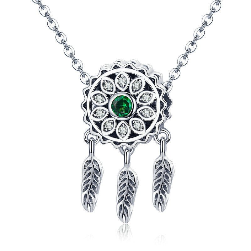 Silver Pendant Happiness Dream Catcher CZ Dangle Charm For Sale - sursenso Pendant