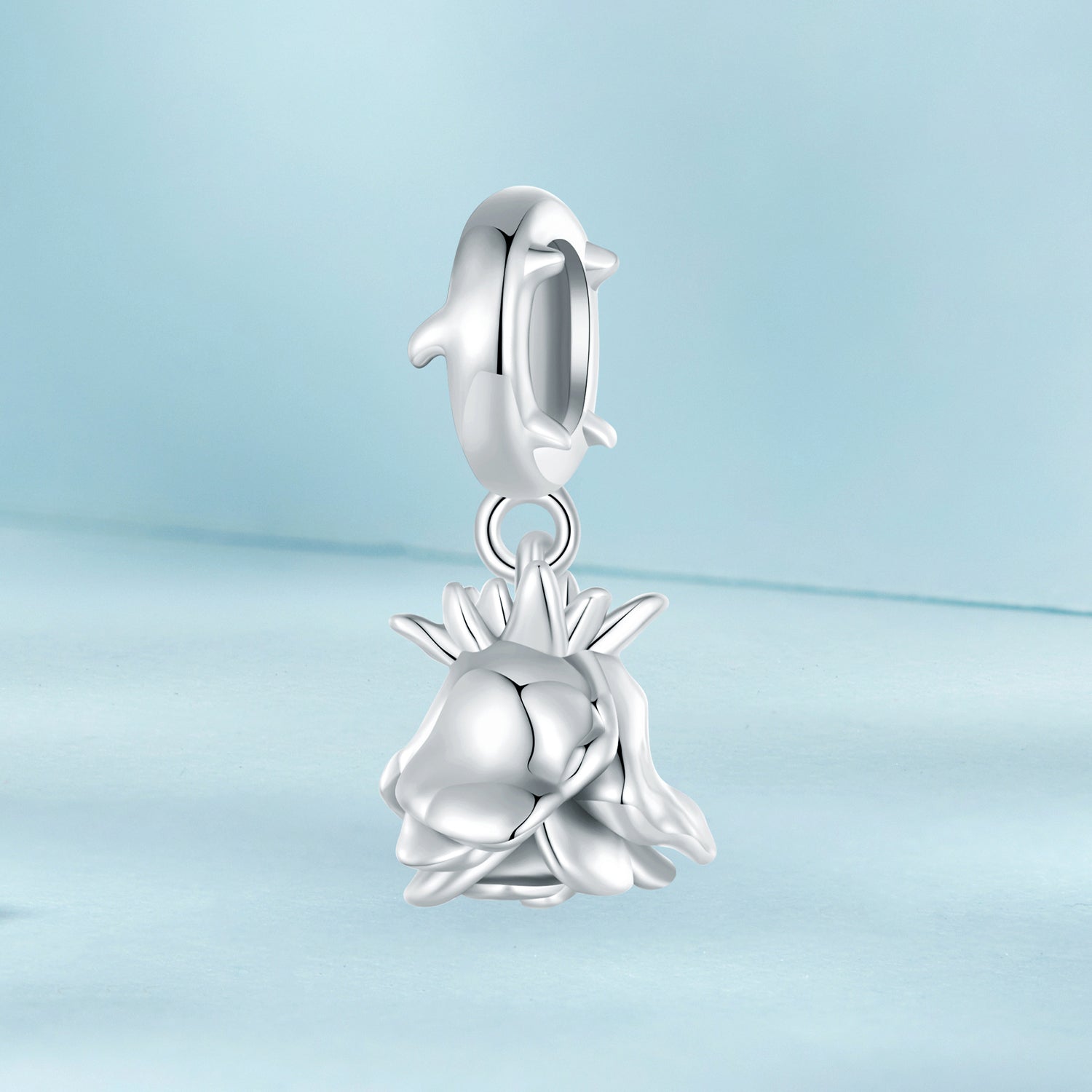 Silver Pendant Inverted Rose Dangle Charm For Sale - sursenso Pendant