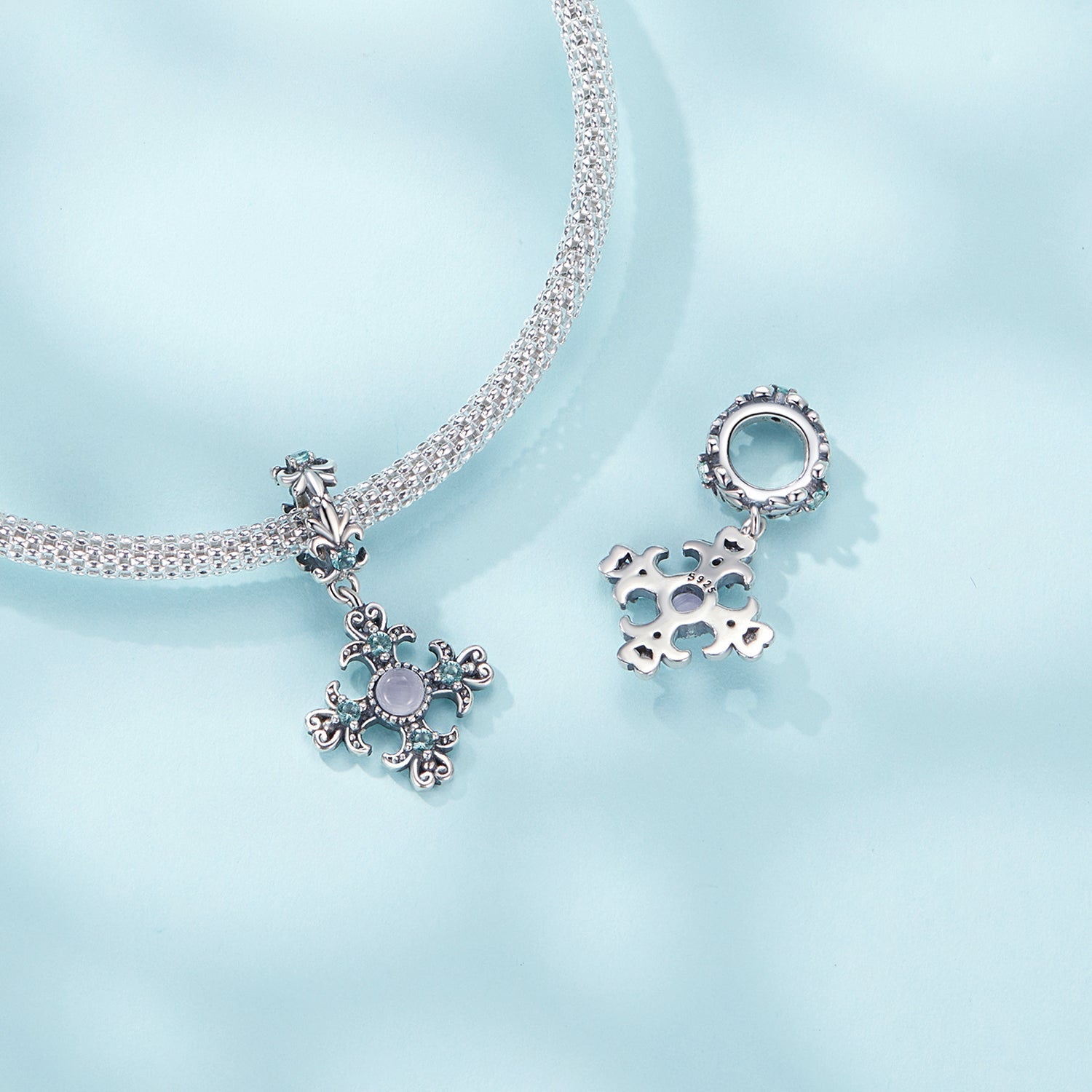 Silver Pendant Iris Cross Dangle Charm For Sale - sursenso Pendant