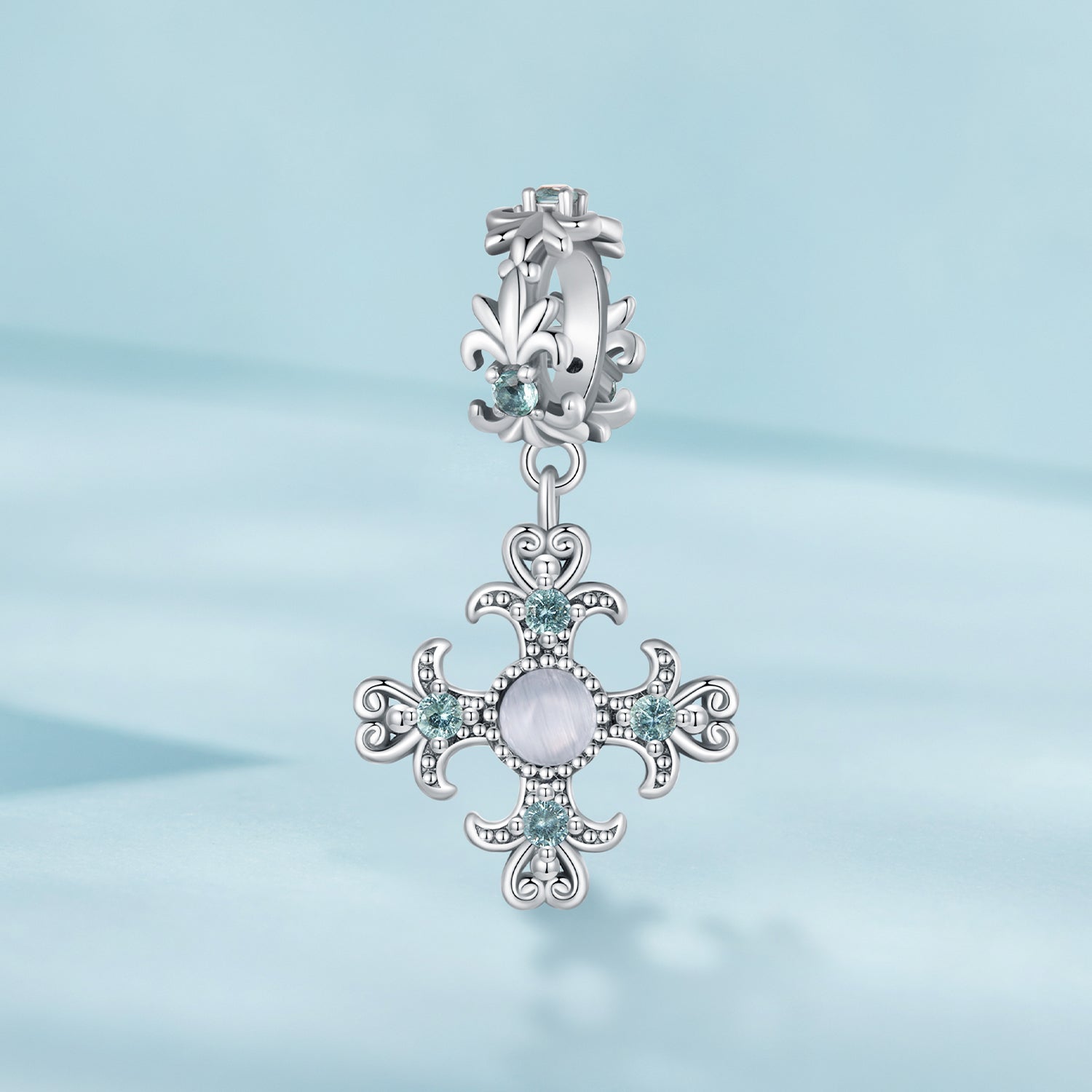 Silver Pendant Iris Cross Dangle Charm For Sale - sursenso Pendant