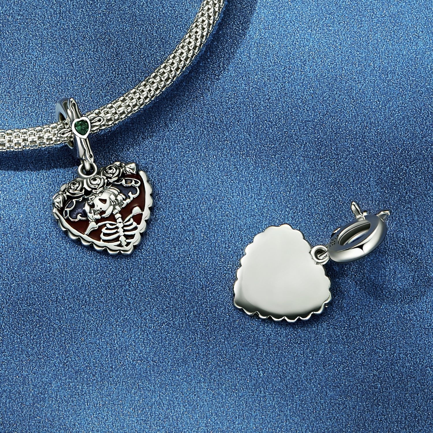 Silver Pendant Lady Skull CZ Dangle Charm For Sale - sursenso Pendant