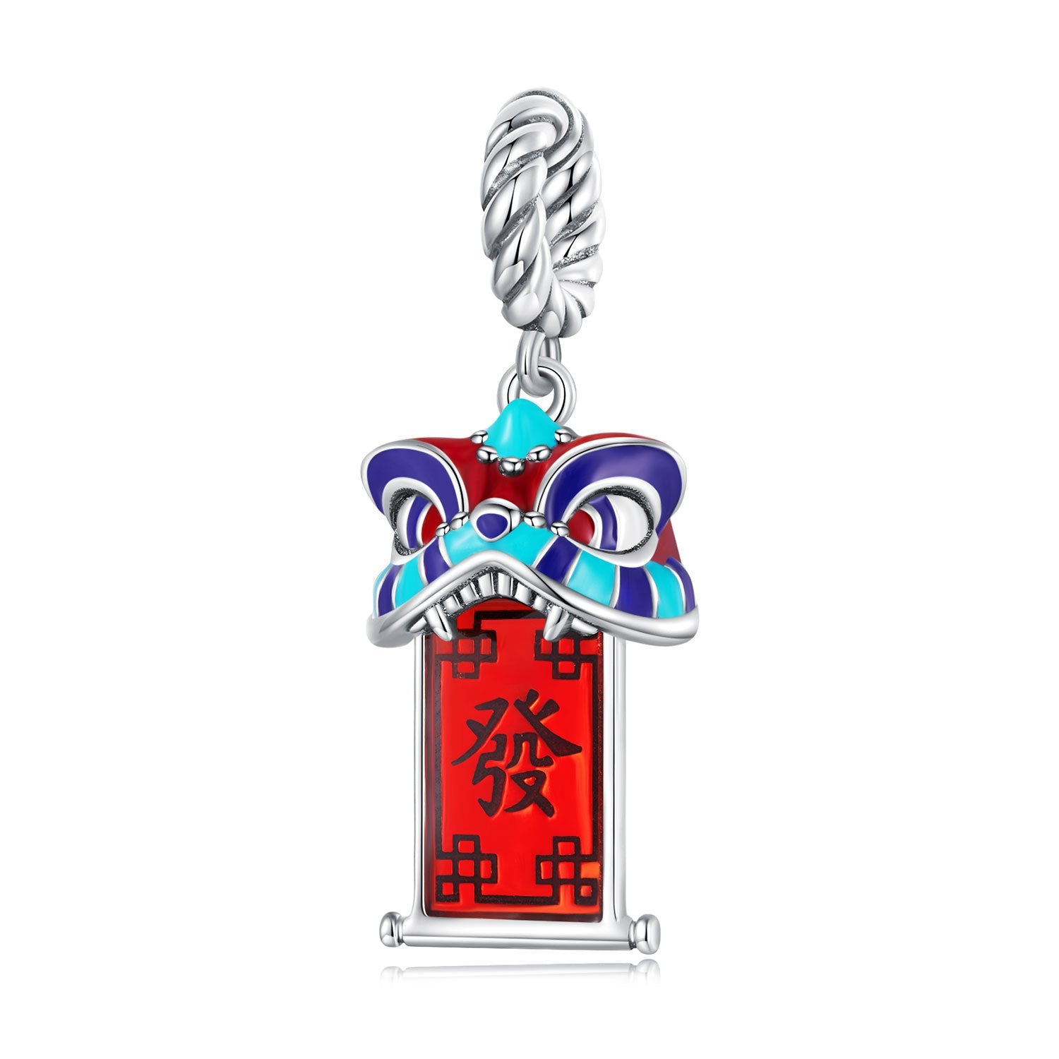 Silver Pendant Lion Dance Couplets Fortune Dangle Charm For Sale - sursenso Pendant