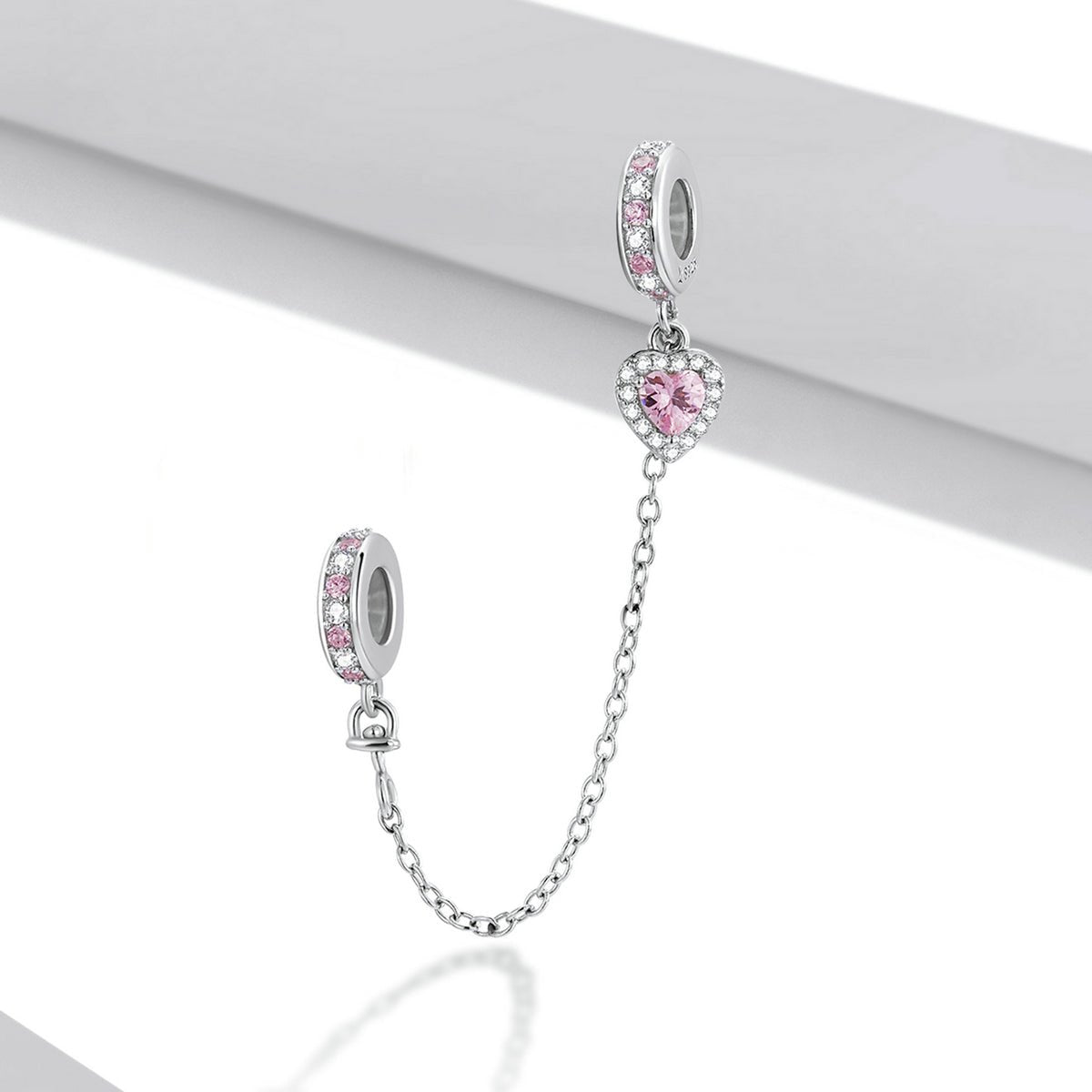 Silver Pendant Love Lock Chain with Silicone CZ Dangle Charm For Sale - sursenso Pendant