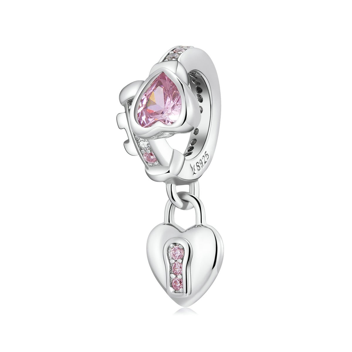 Silver Pendant Love Lock CZ Dangle Charm For Sale - sursenso Pendant