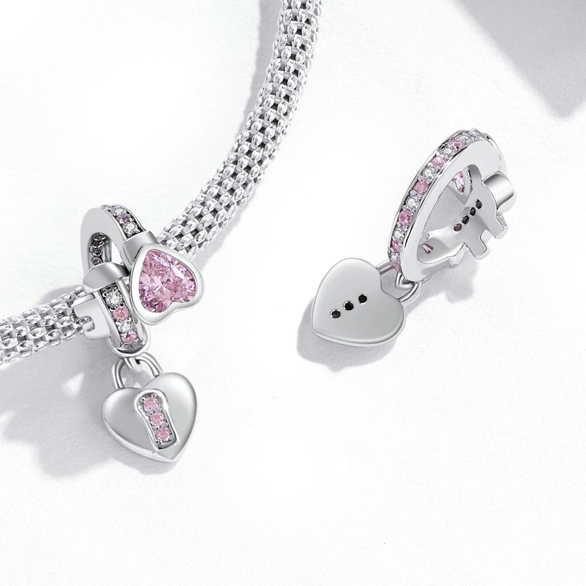 Silver Pendant Love Lock CZ Dangle Charm For Sale - sursenso Pendant