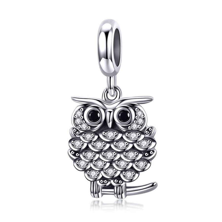Silver Pendant Lovely Crystal Owl Animal Dangle Charm For Sale - sursenso