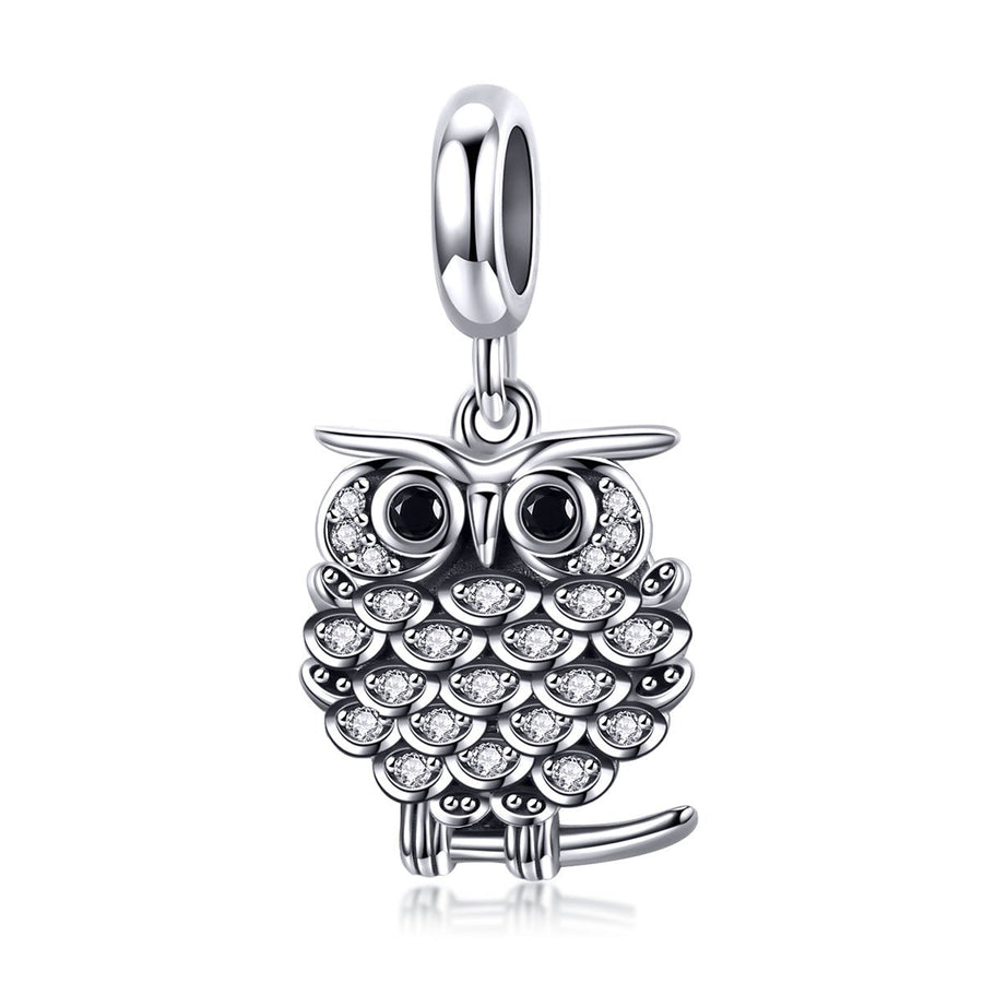 Silver Pendant Lovely Crystal Owl Animal Dangle Charm For Sale - sursenso