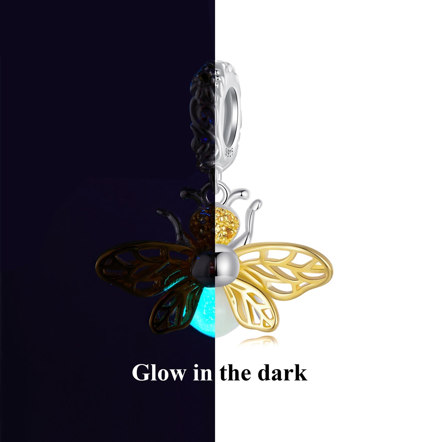 Silver Pendant Luminous Bee CZ Dangle Charm For Sale - sursenso Pendant