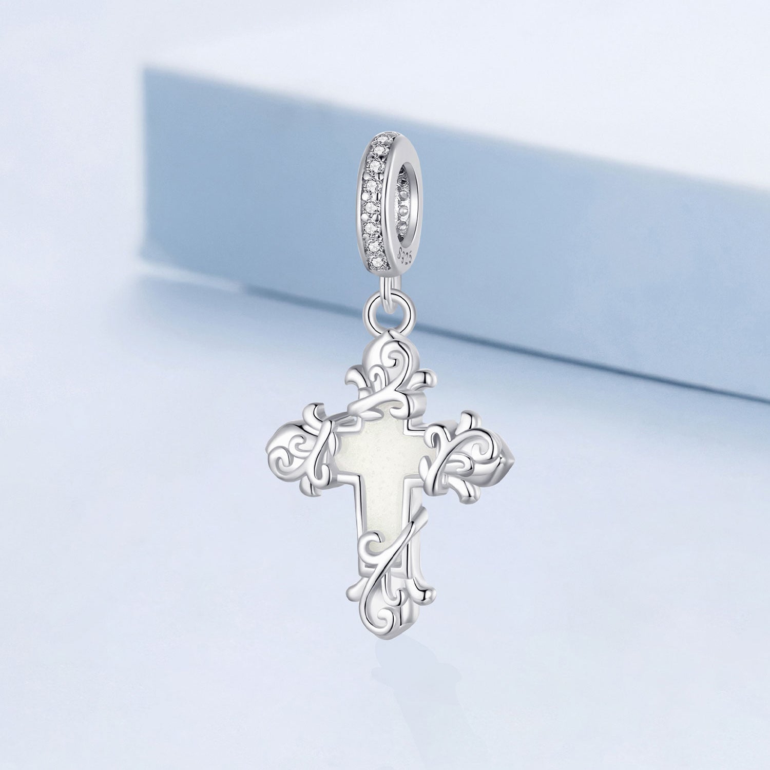 Silver Pendant Luminous Cross CZ Dangle Charm For Sale - sursenso Pendant