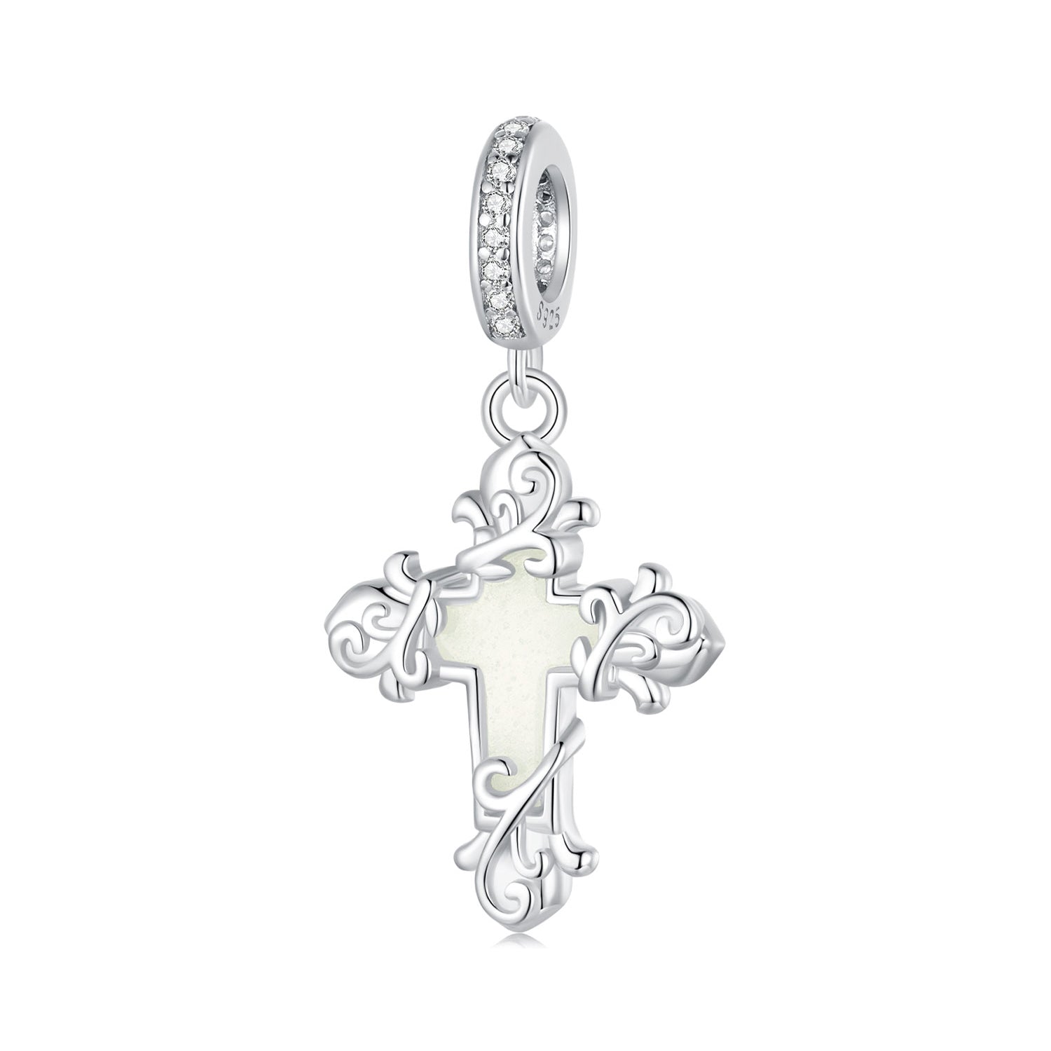 Silver Pendant Luminous Cross CZ Dangle Charm For Sale - sursenso Pendant