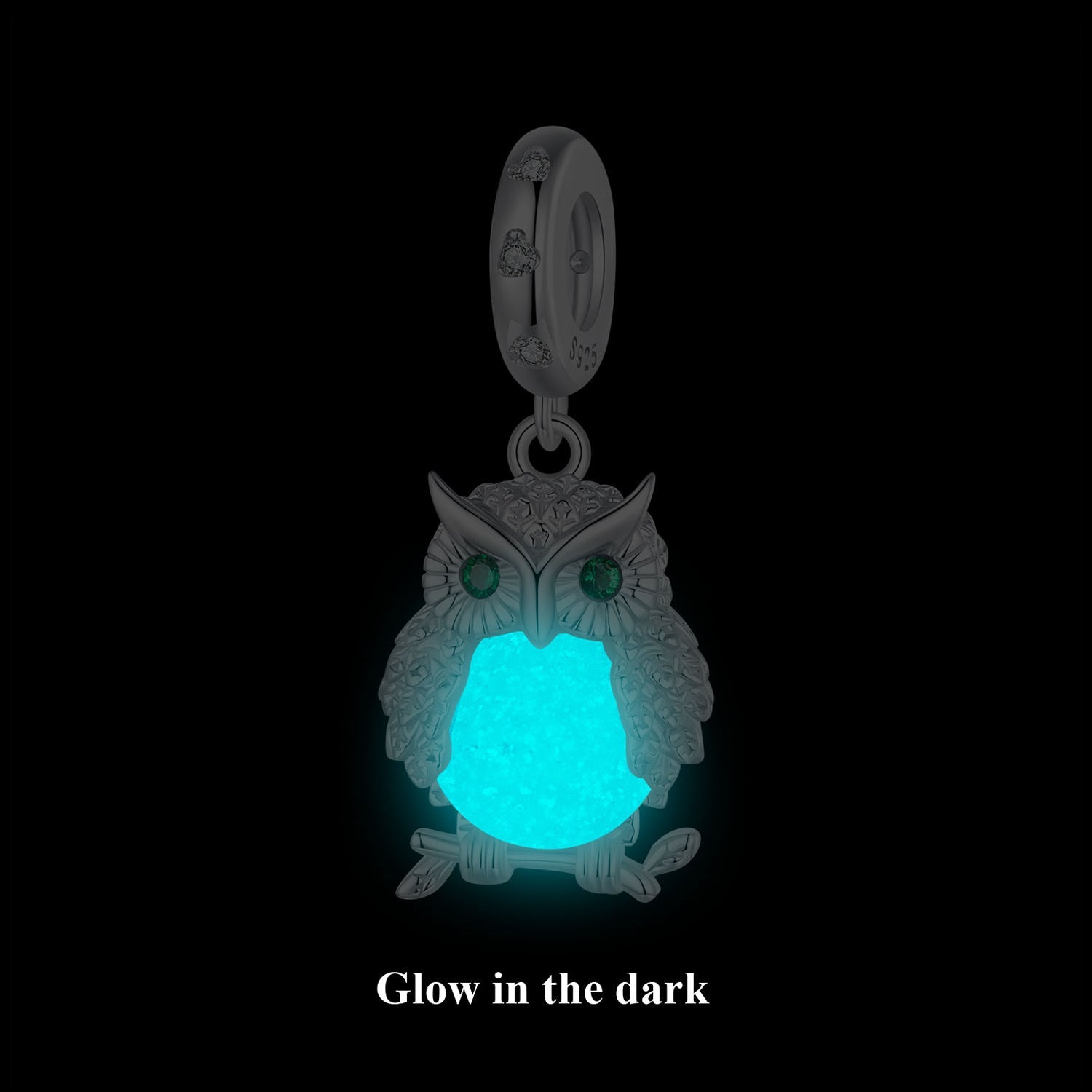 Silver Pendant Luminous Owl CZ Dangle Charm For Sale - sursenso Pendant