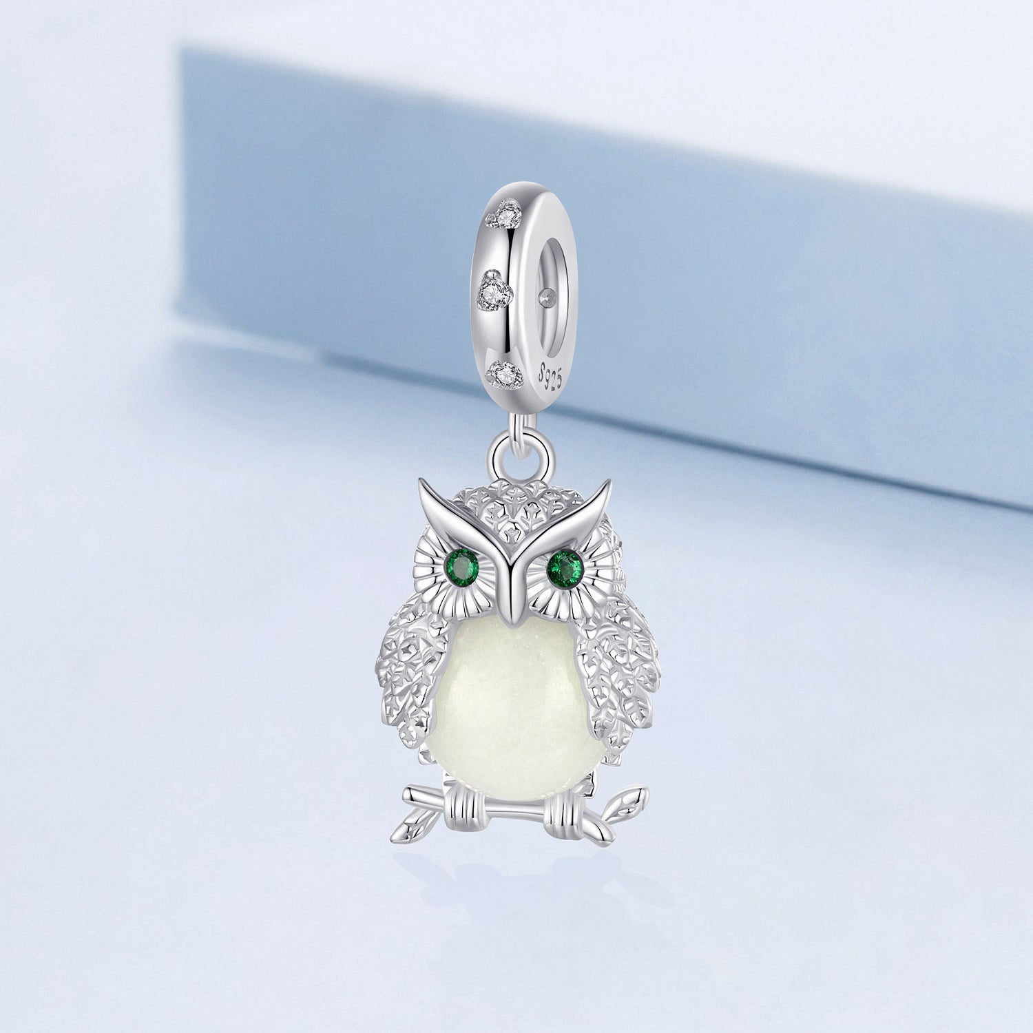 Silver Pendant Luminous Owl CZ Dangle Charm For Sale - sursenso Pendant