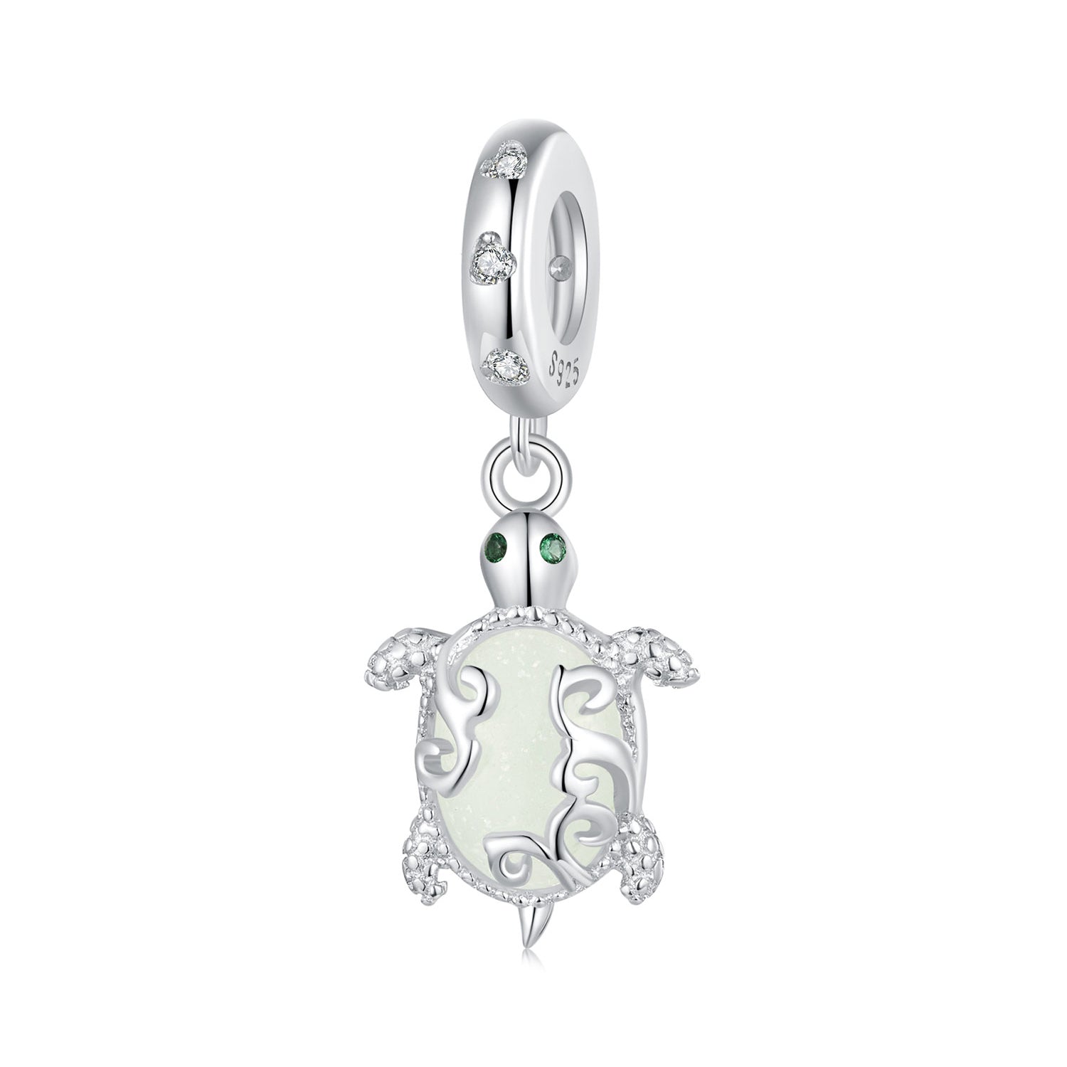 Silver Pendant Luminous Sea Turtle CZ Dangle Charm For Sale - sursenso Pendant
