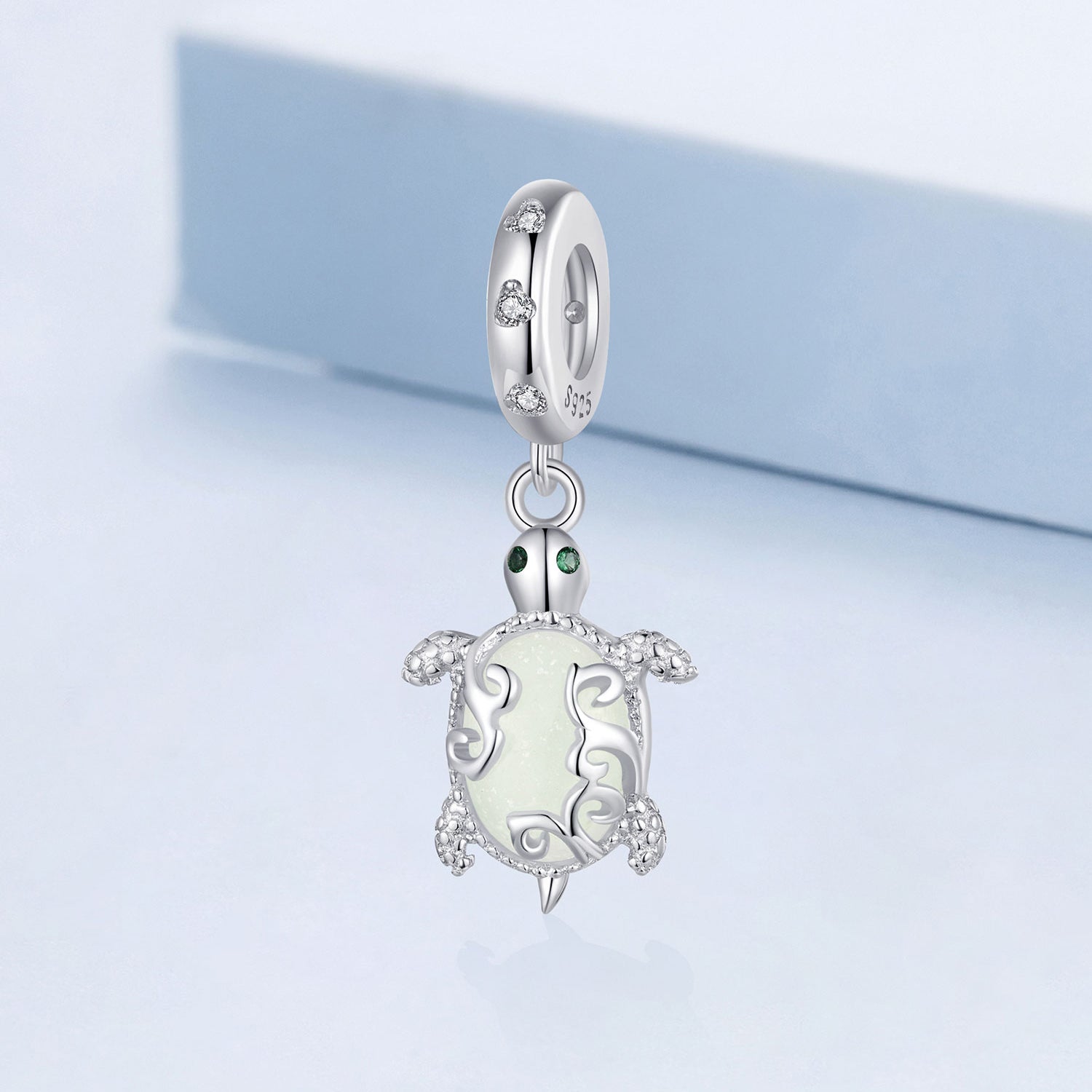 Silver Pendant Luminous Sea Turtle CZ Dangle Charm For Sale - sursenso Pendant
