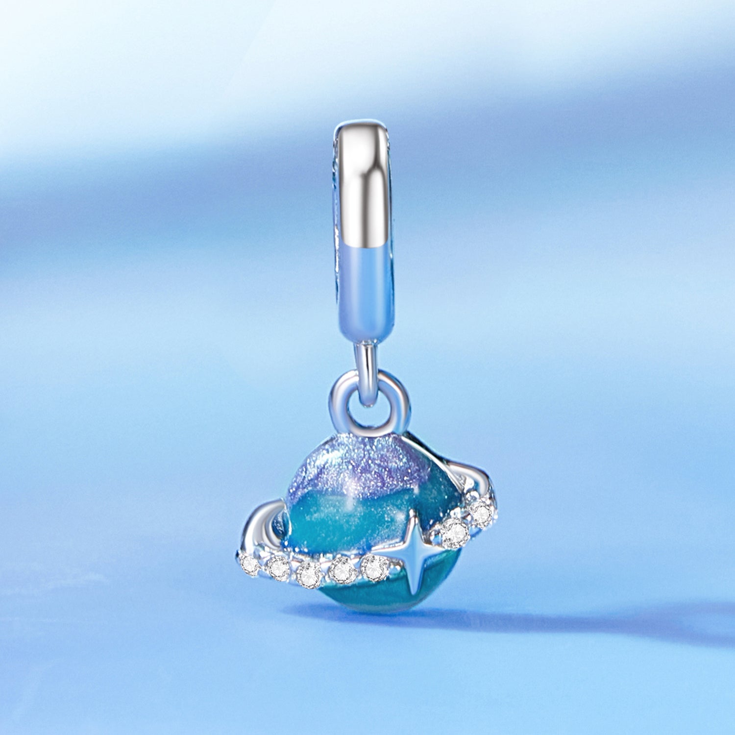 Silver Pendant Mini Planet CZ Dangle Charm For Sale - sursenso Pendant