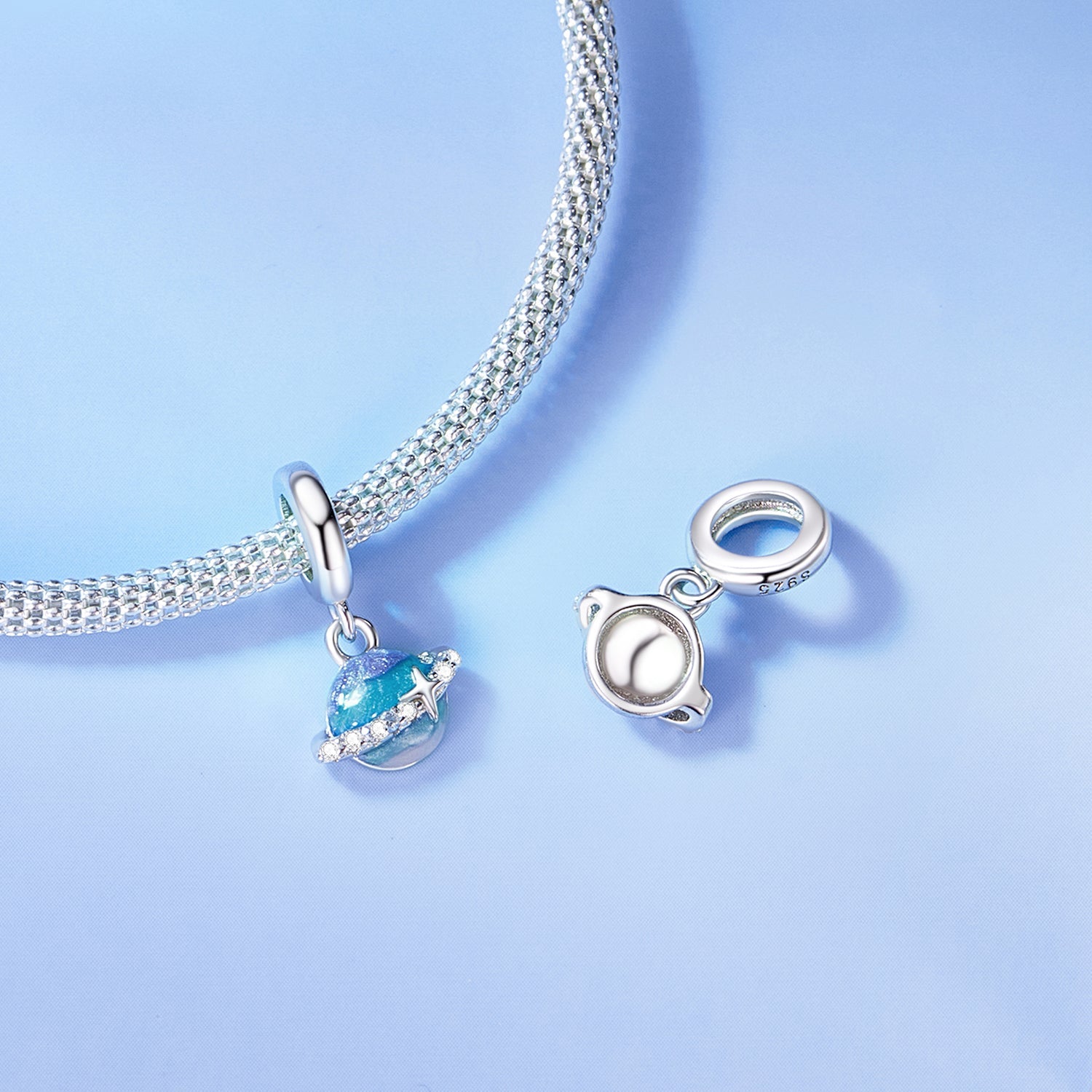 Silver Pendant Mini Planet CZ Dangle Charm For Sale - sursenso Pendant