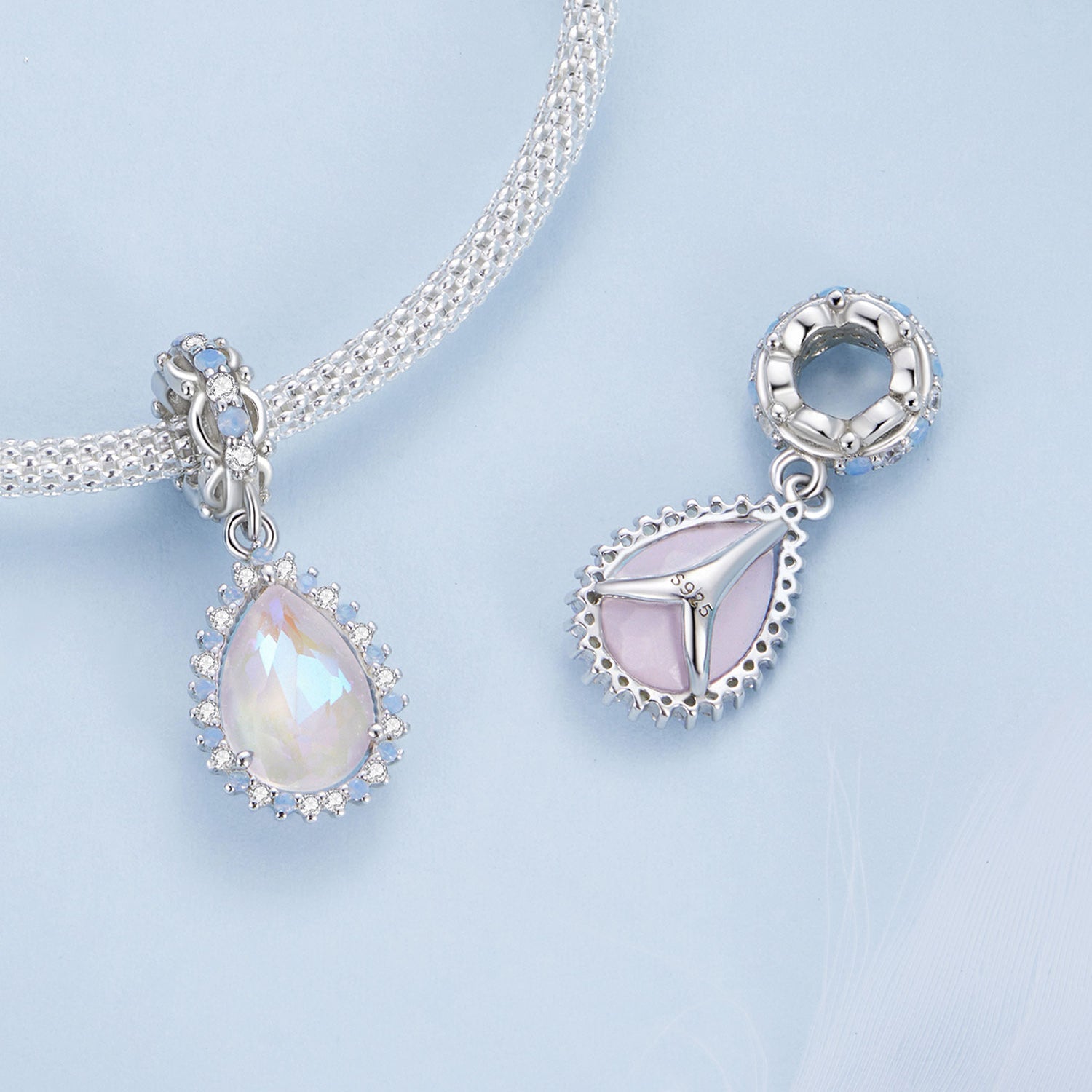 Silver Pendant Mocha Teardrop CZ Dangle Charm For Sale - sursenso Pendant