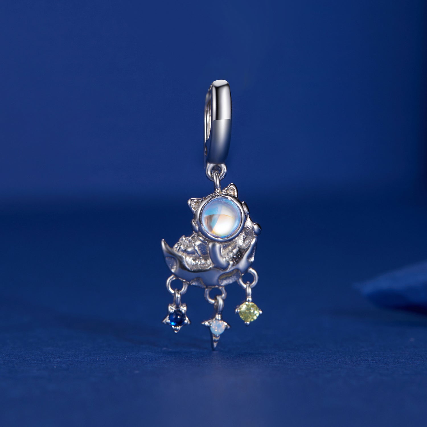 Silver Pendant Moon Astronaut CZ Dangle Charm For Sale - sursenso Pendant