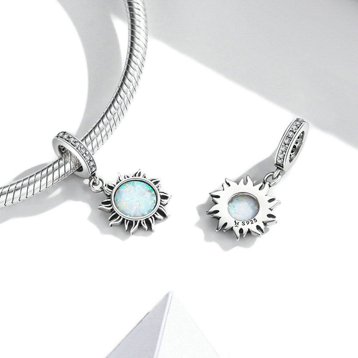 Silver Pendant My Sunshine Opal Stone CZ Dangle Charm For Sale - sursenso Pendant