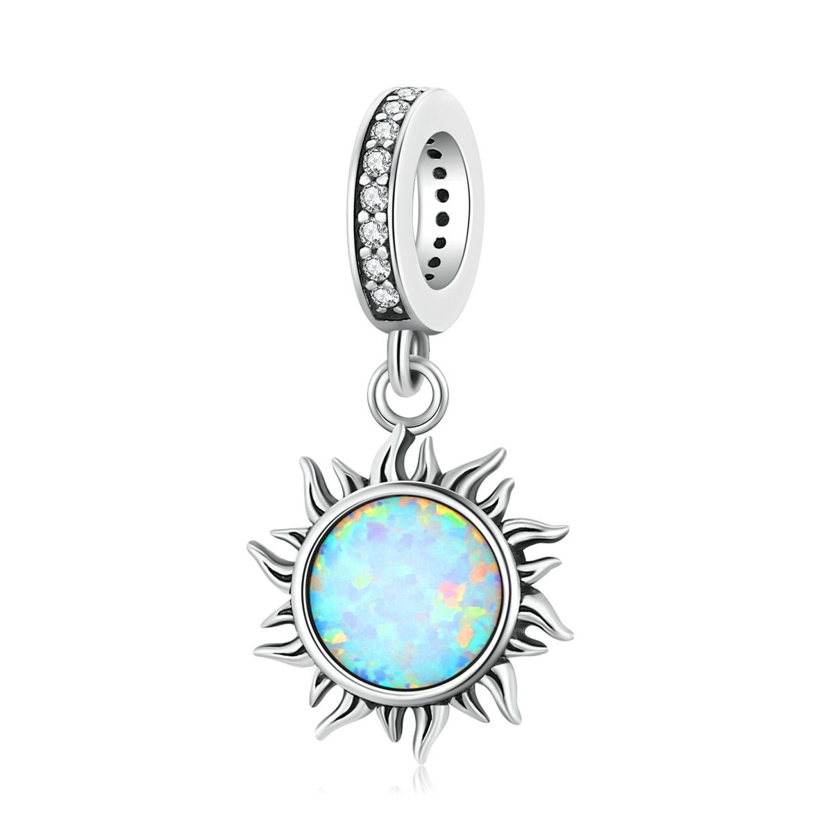 Silver Pendant My Sunshine Opal Stone CZ Dangle Charm For Sale - sursenso Pendant