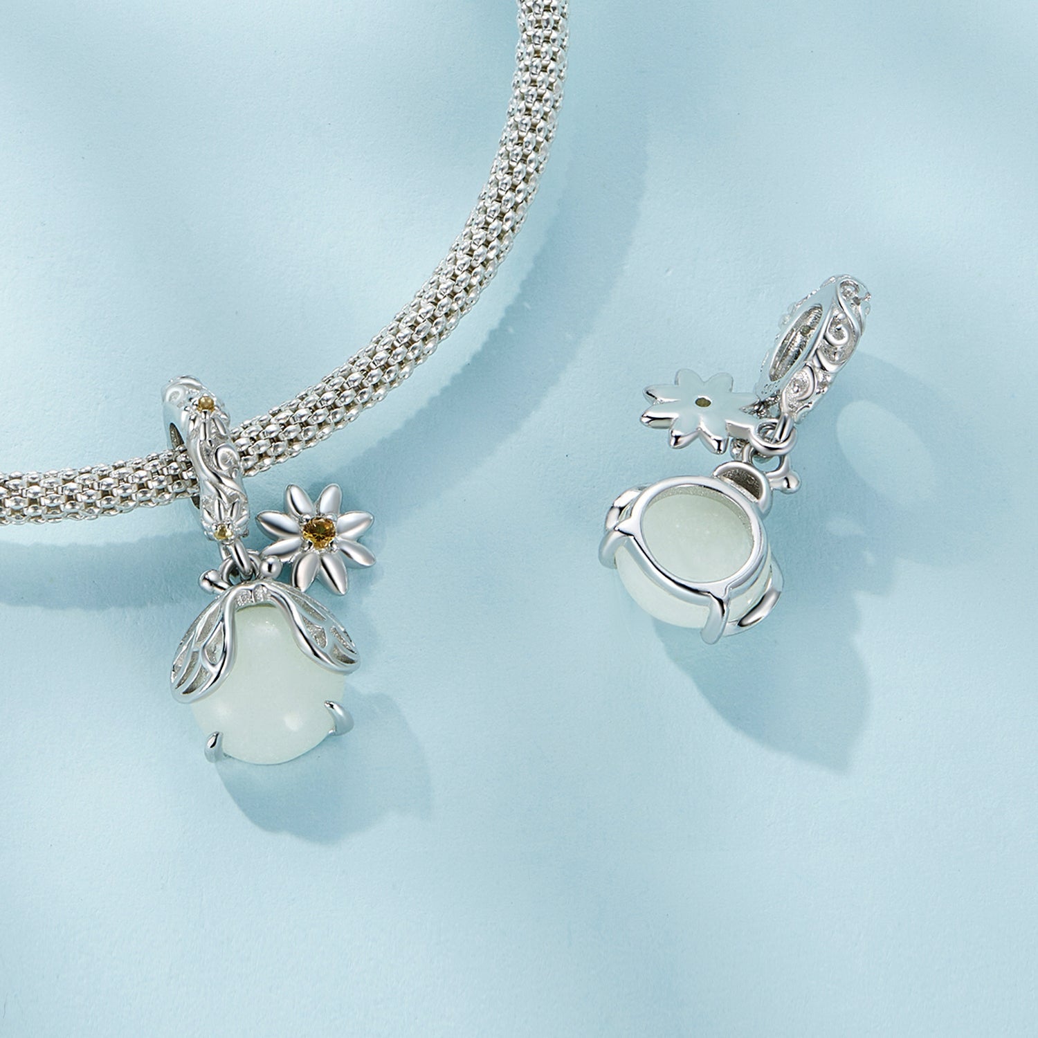 Silver Pendant Noctilucent Firefly CZ Dangle Charm For Sale - sursenso Pendant