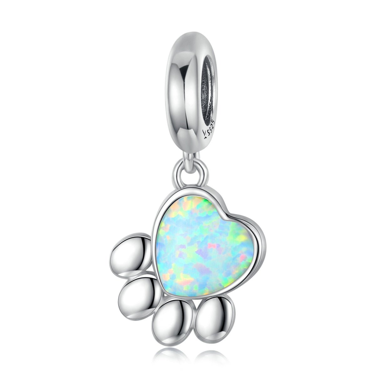 Silver Pendant Opal Cute Pet Paw Dangle Charm For Sale - sursenso Pendant