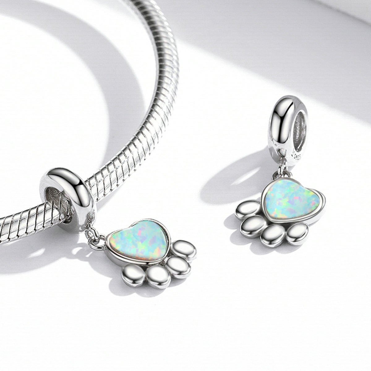 Silver Pendant Opal Cute Pet Paw Dangle Charm For Sale - sursenso Pendant