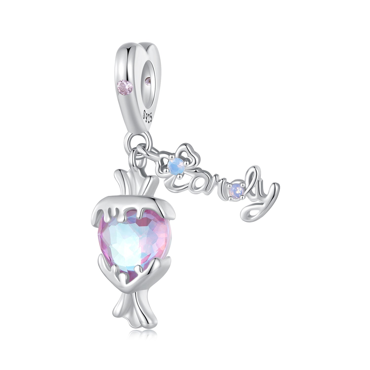 Silver Pendant Pink Candy CZ Dangle Charm For Sale - sursenso Pendant