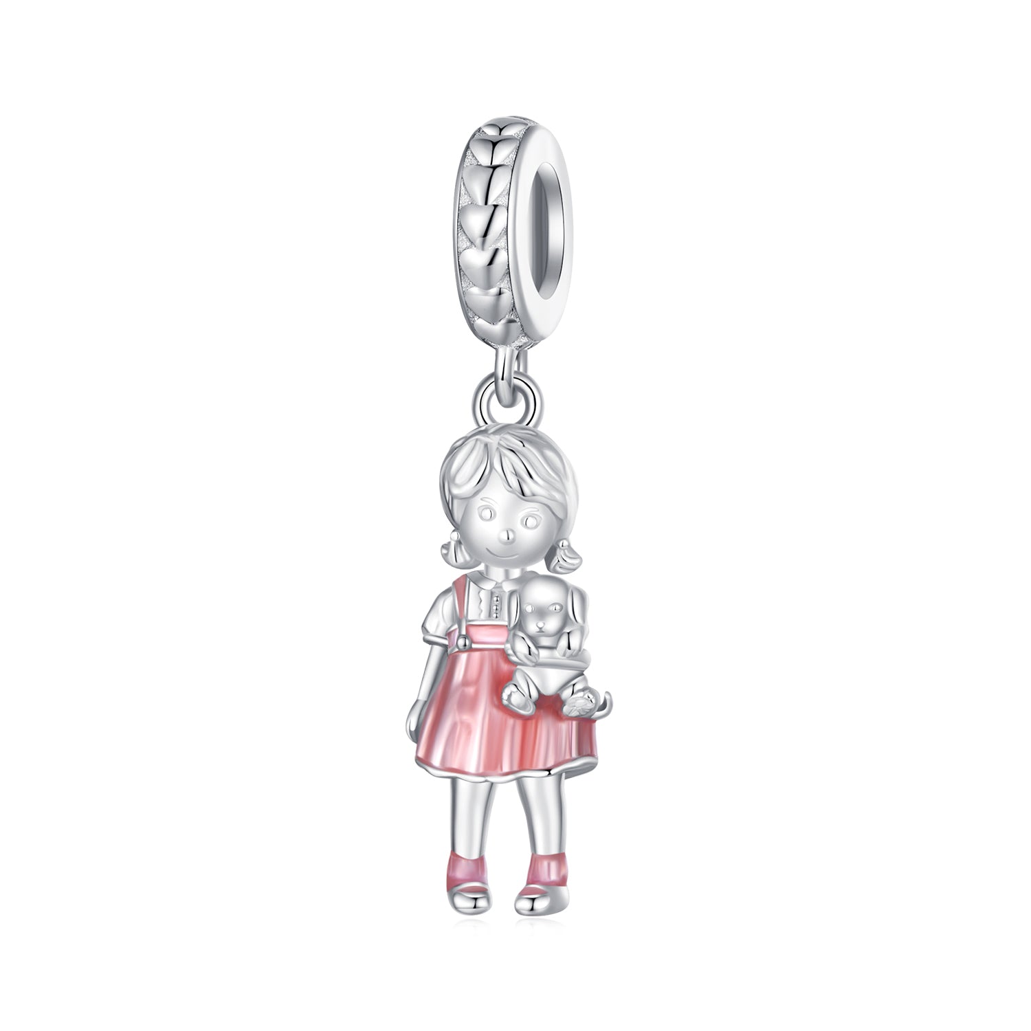 Silver Pendant Pink Little Girl Dangle Charm For Sale - sursenso Pendant