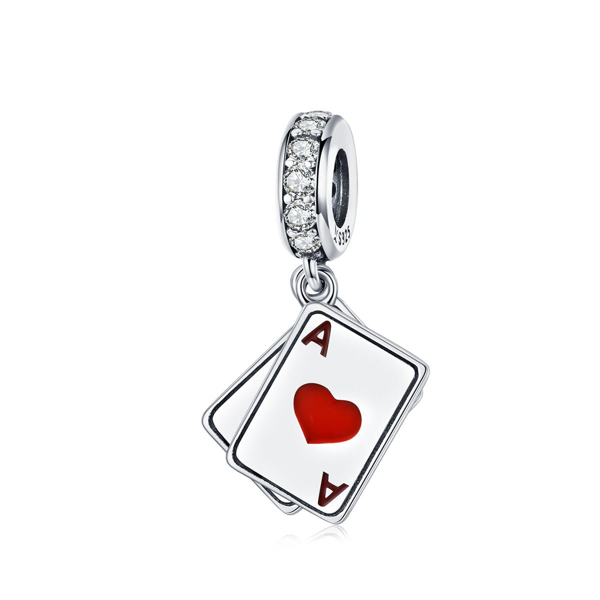 Silver Pendant Poker Ace Double CZ Dangle Charm For Sale - sursenso Pendant