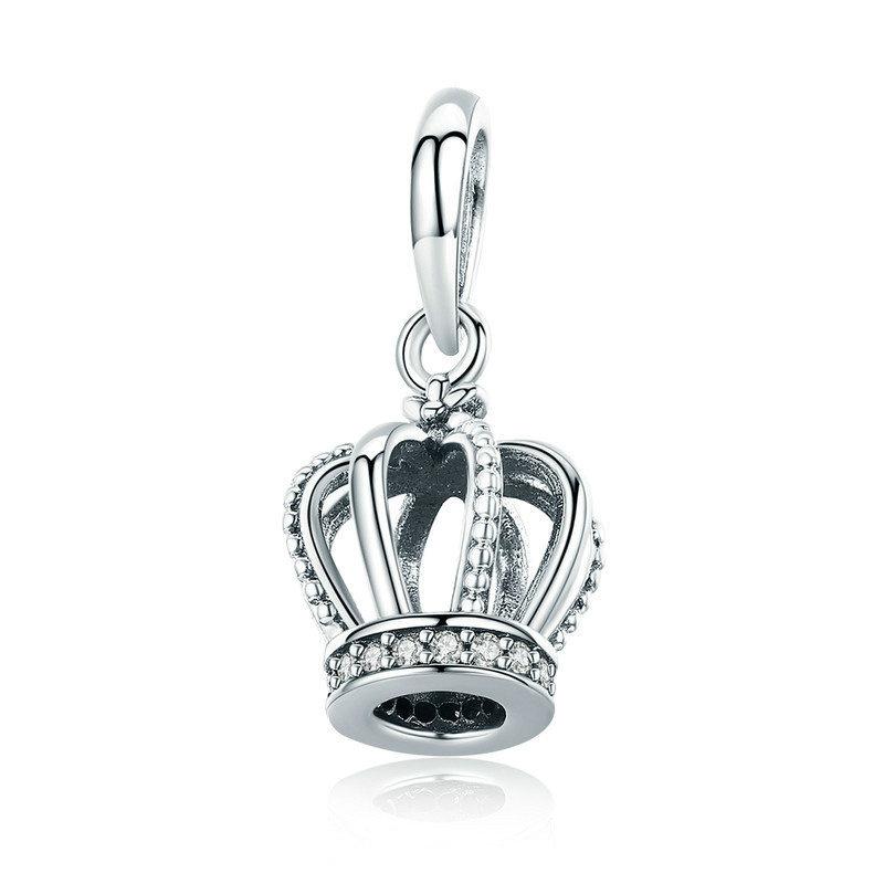 Silver Pendant Princess Crown Clear CZ Dangle Charm For Sale - sursenso Pendant