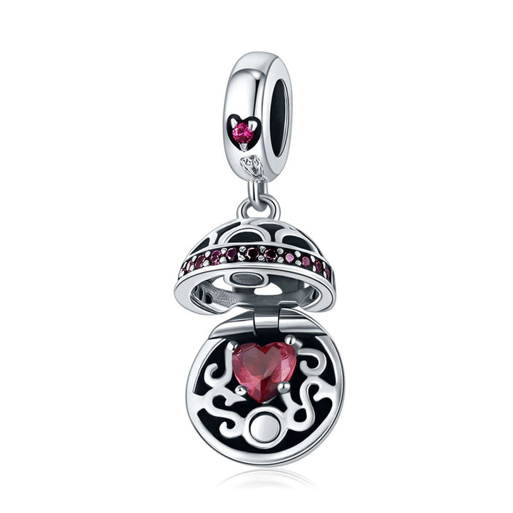 Silver Pendant Romantic Surprises Red CZ Dangle Charm For Sale - sursenso