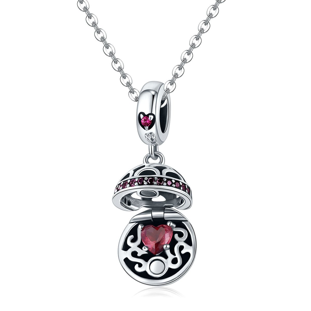 Silver Pendant Romantic Surprises Red CZ Dangle Charm For Sale - sursenso Pendant