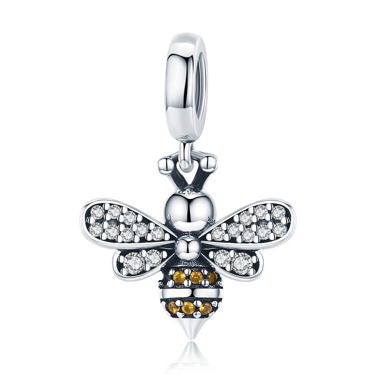 Silver Pendant Sparkling Crystal Bumble Bee CZ Dangle Charm For Sale - sursenso Pendant