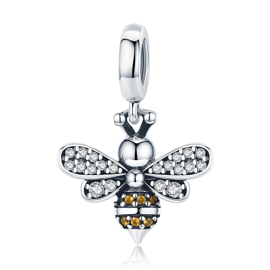 Silver Pendant Sparkling Crystal Bumble Bee Dangle Charm For Sale - sursenso