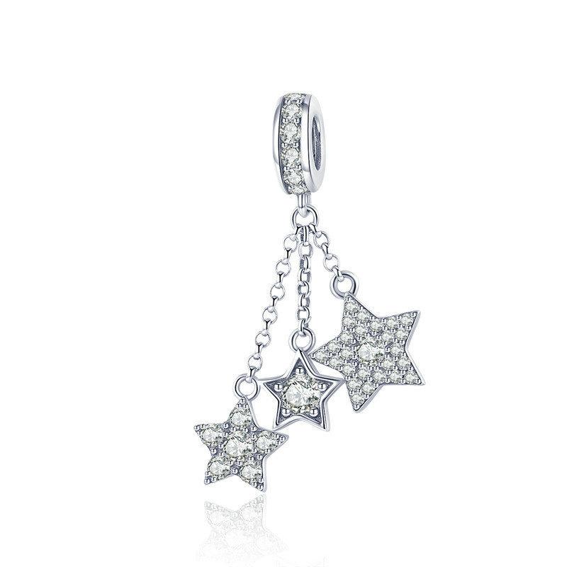 Silver Pendant Sparkling Star Meteor CZ Dangle Charm For Sale - sursenso
